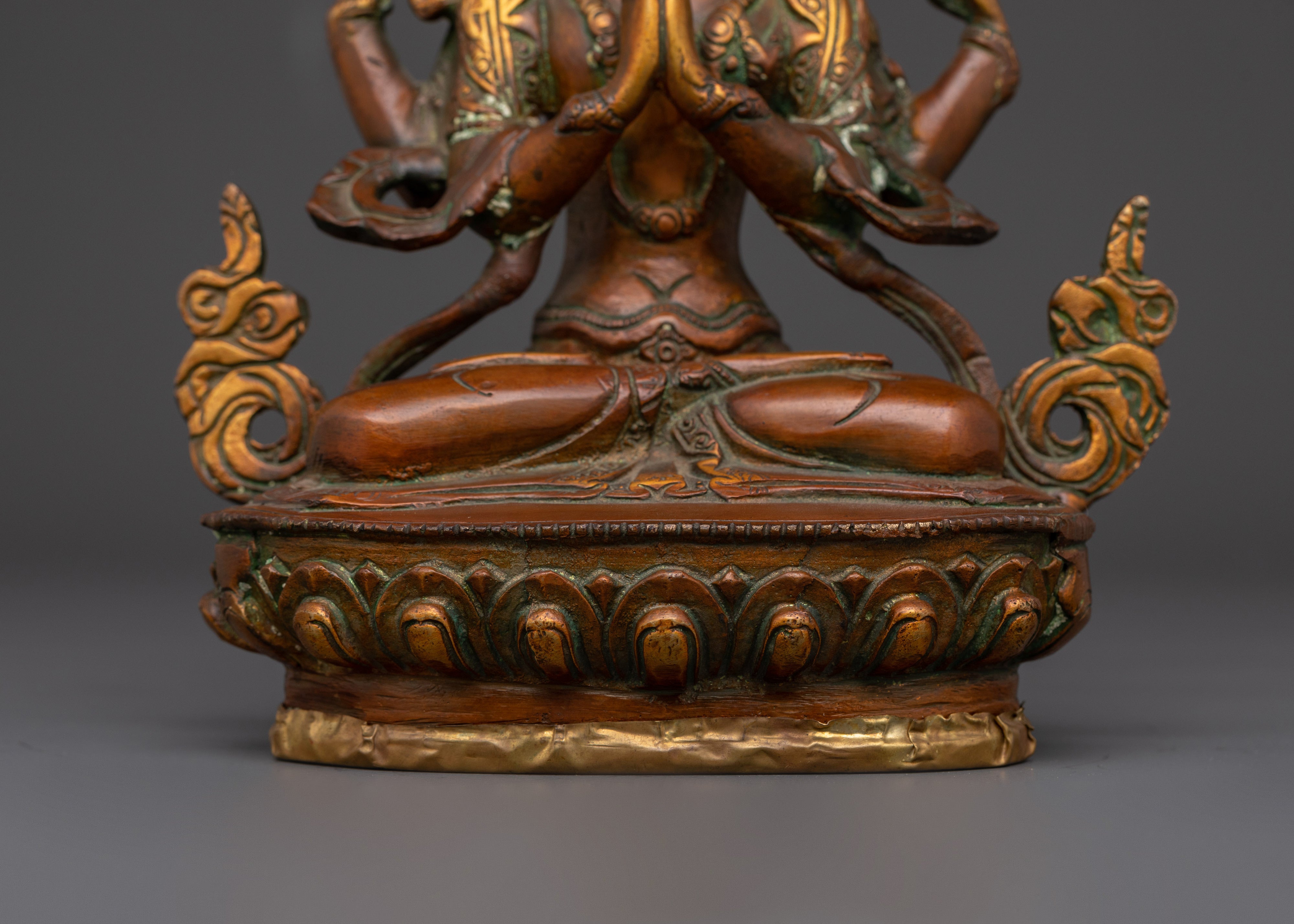 Chenrezig Handmade Statue | Brass & Oxidized Copper