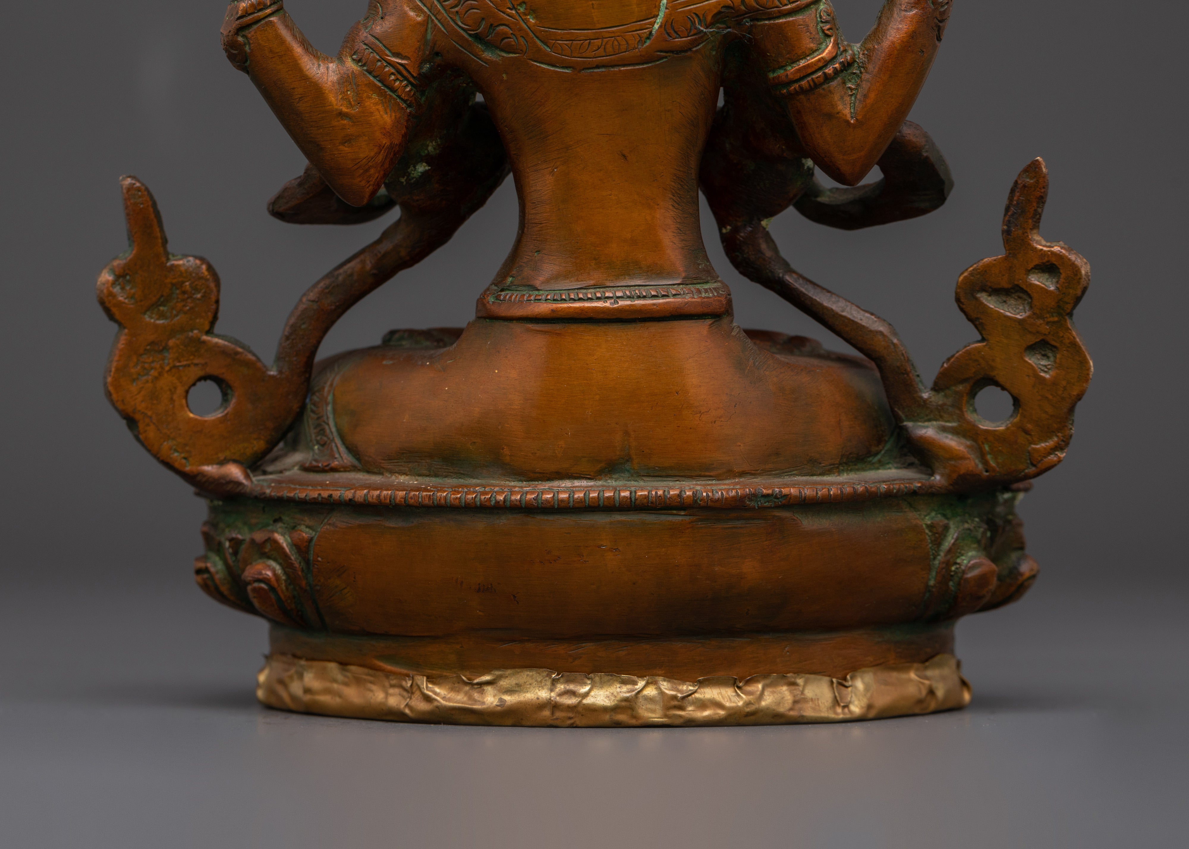 Chenrezig Handmade Statue | Brass & Oxidized Copper