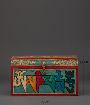 Handcrafted Tibetan Wooden Box | Ethnic Decorative Storage for Spiritual Rituals and Keepsakes