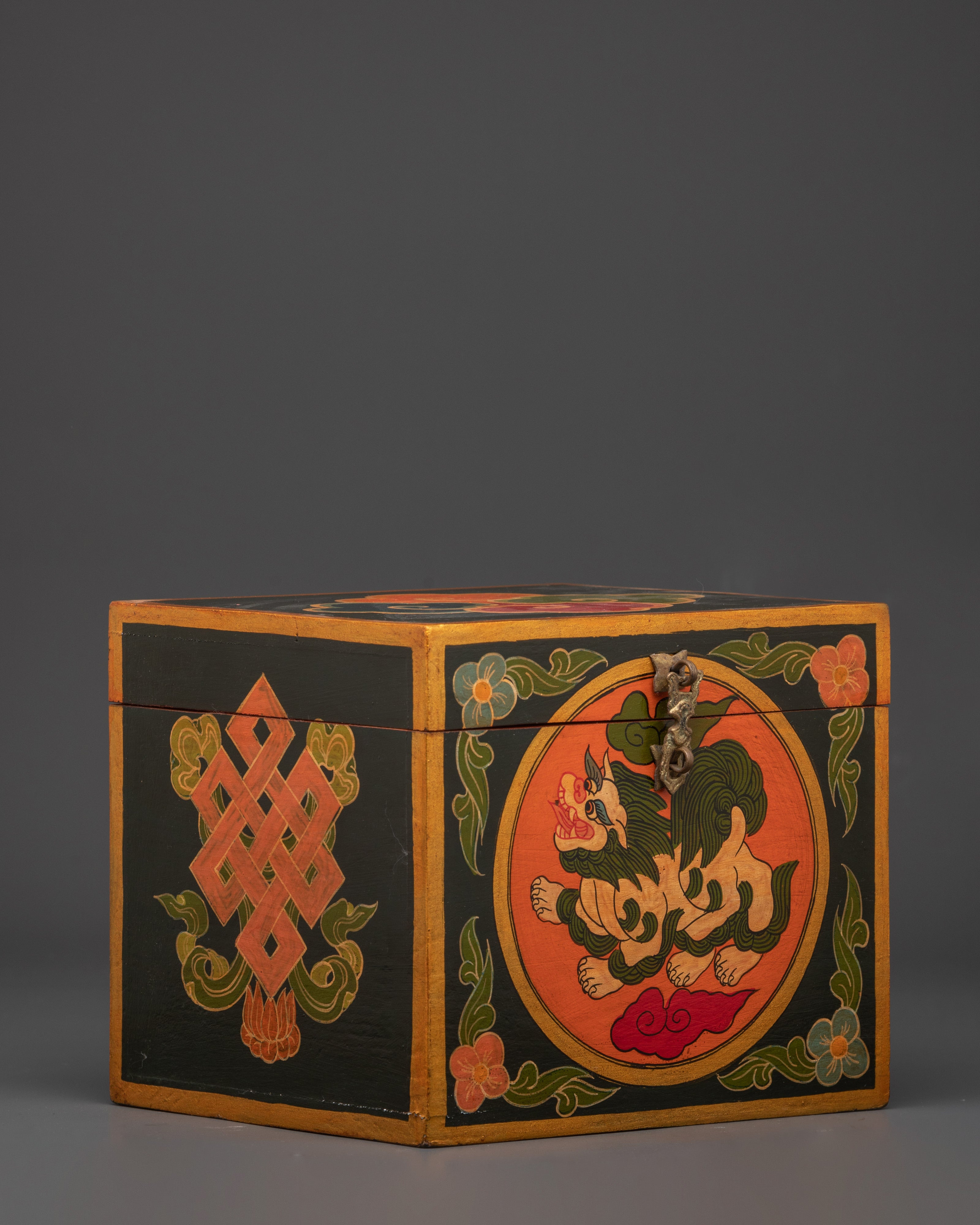 Tibetan Hand-Painted Box | Ethnic Wooden Storage for Rituals, Keepsakes & Spiritual Home Décor
