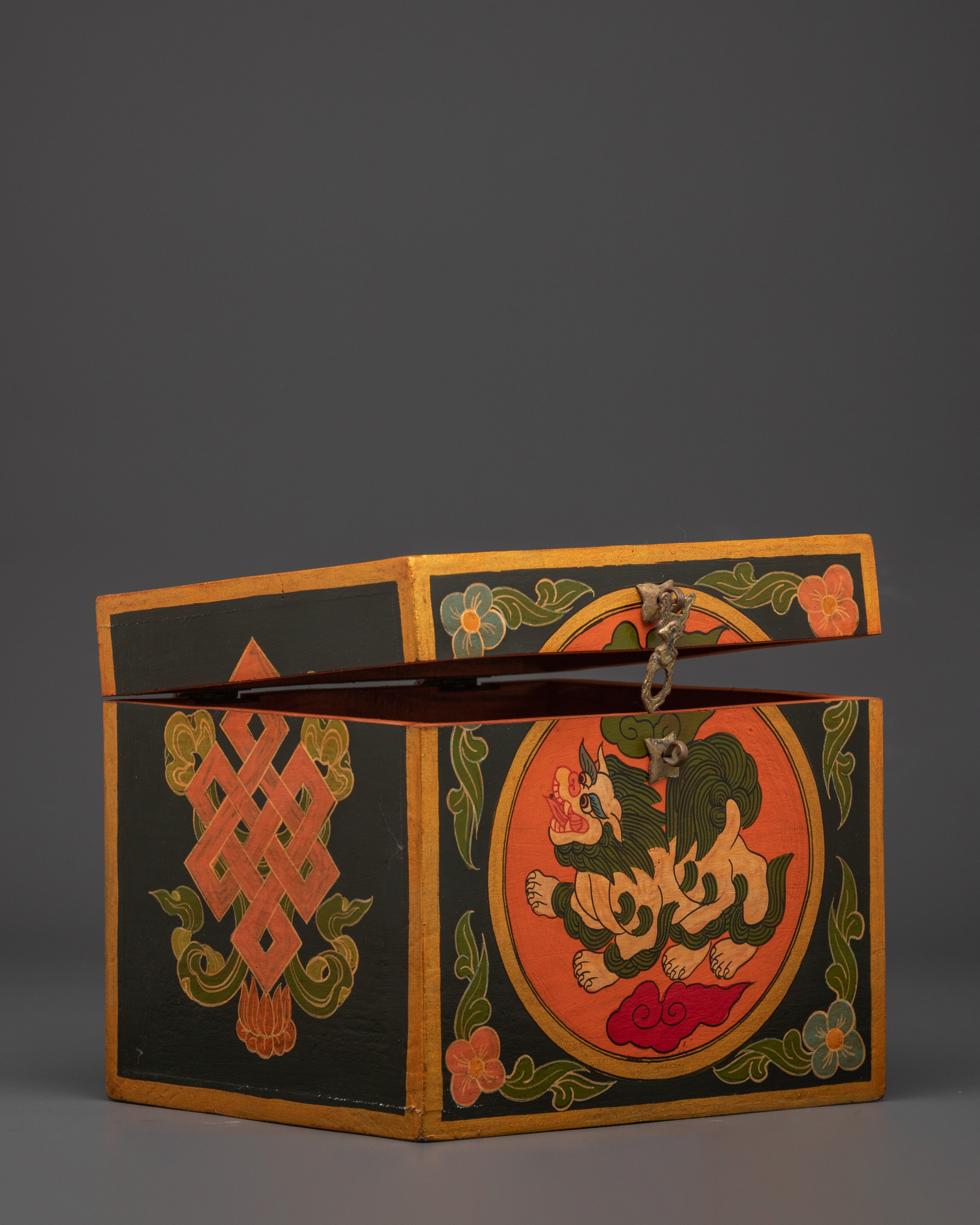 Tibetan Hand-Painted Box | Ethnic Wooden Storage for Rituals, Keepsakes & Spiritual Home Décor