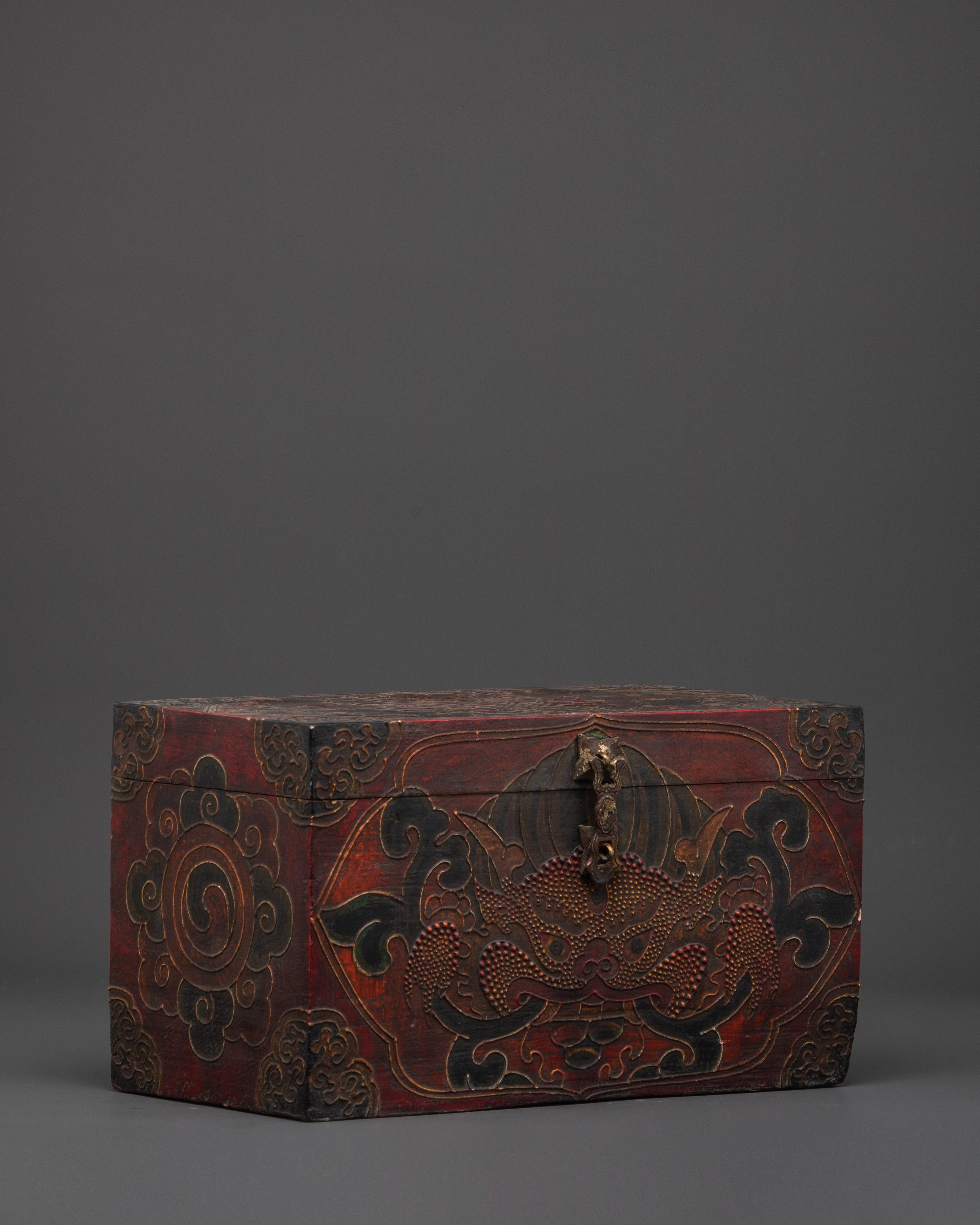 Tibetan Hand-Painted Sacred Object Box | Wooden Box for Rituals & Spiritual Keepsakes