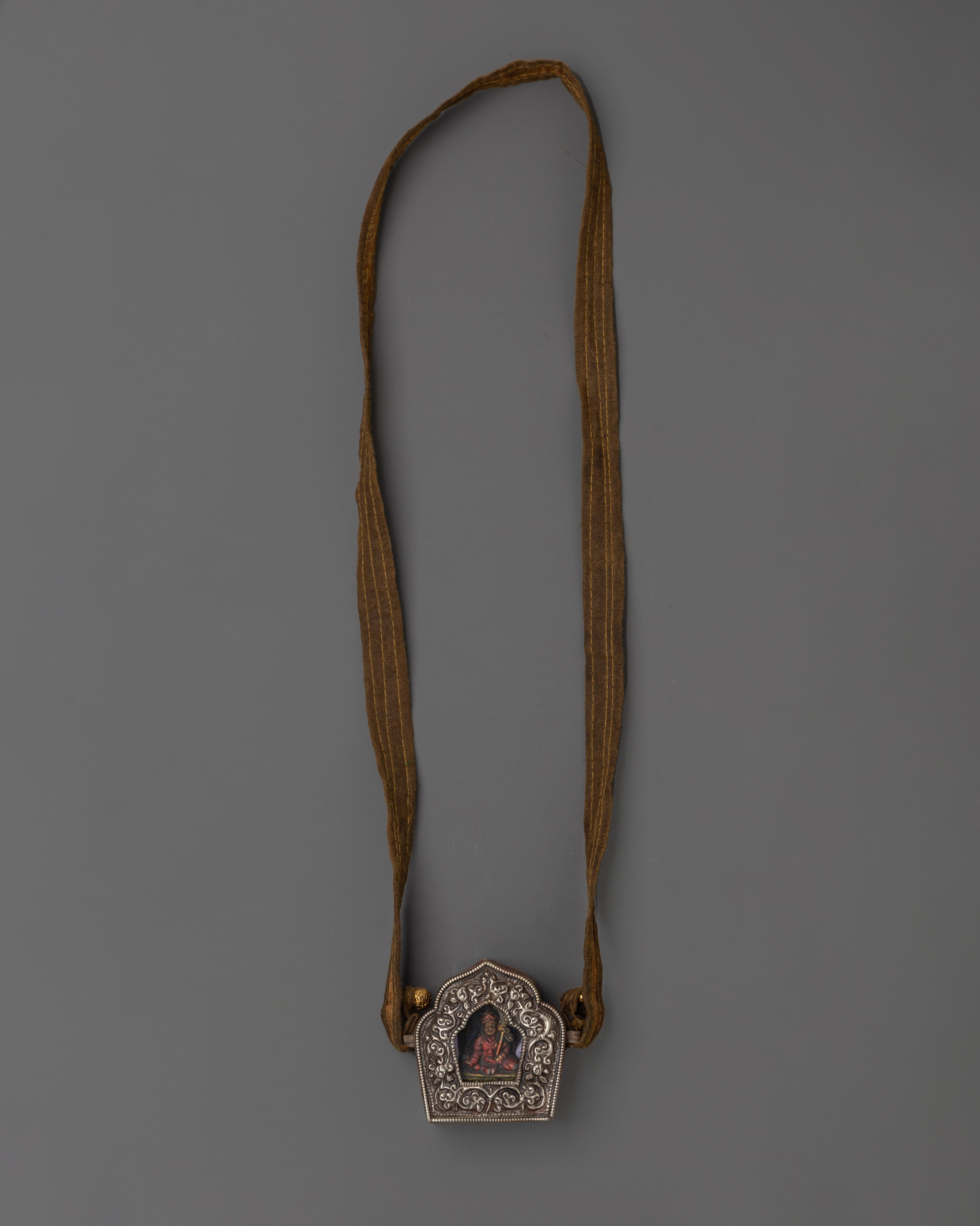Guru Rinpoche Tibetan Amulet | Handcrafted Silver Plated Copper Ghau Box