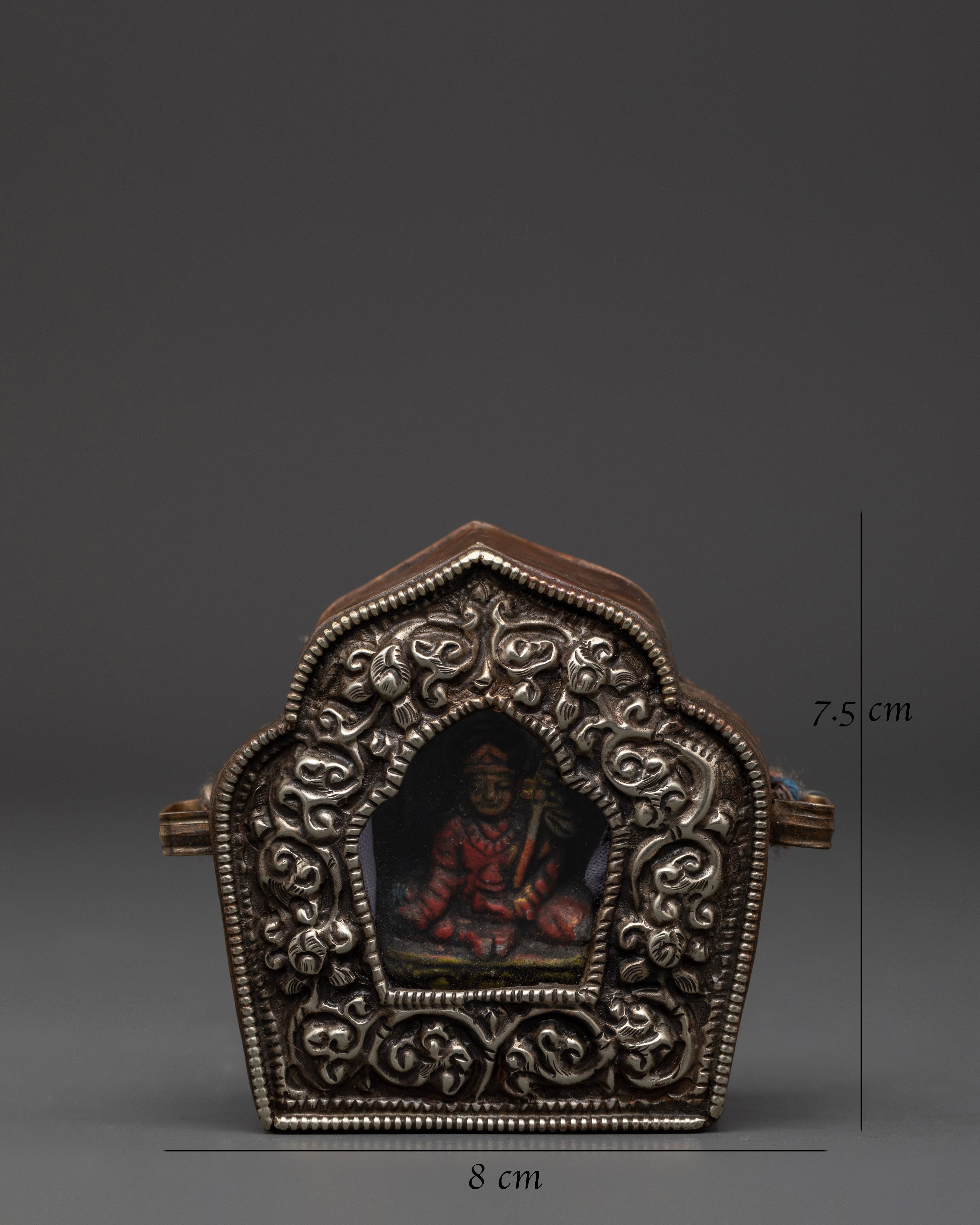 Guru Rinpoche Tibetan Amulet | Handcrafted Silver Plated Copper Ghau Box