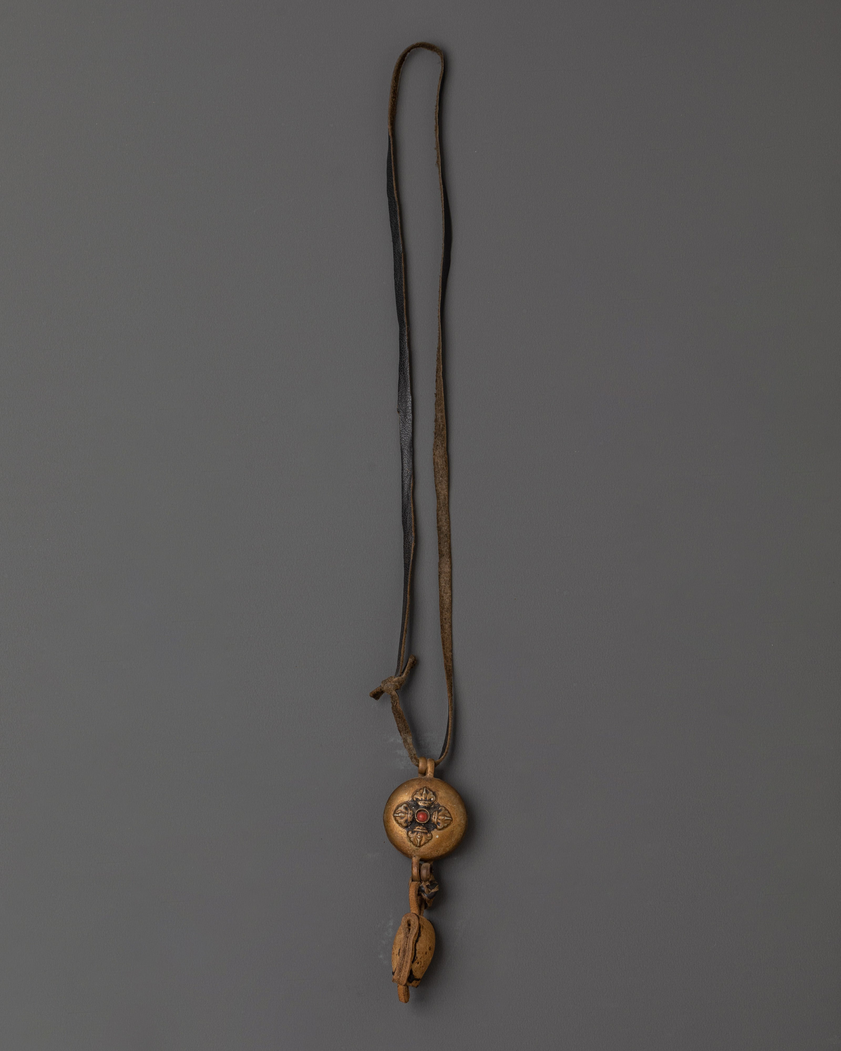 Tibetan Prayer Locket Amulet | Brass Spiritual Pendant for Mantra Storage