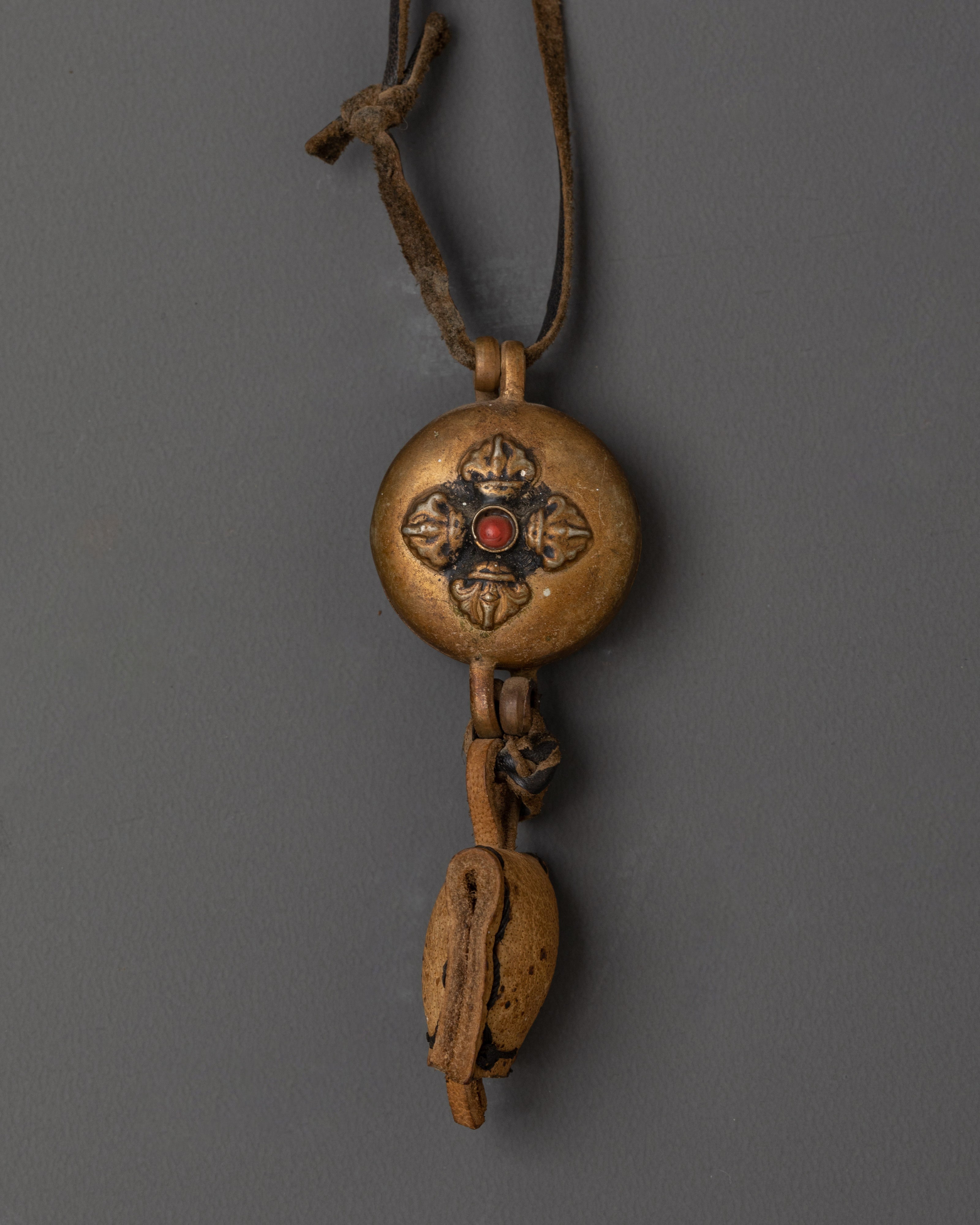 Tibetan Prayer Locket Amulet | Brass Spiritual Pendant for Mantra Storage