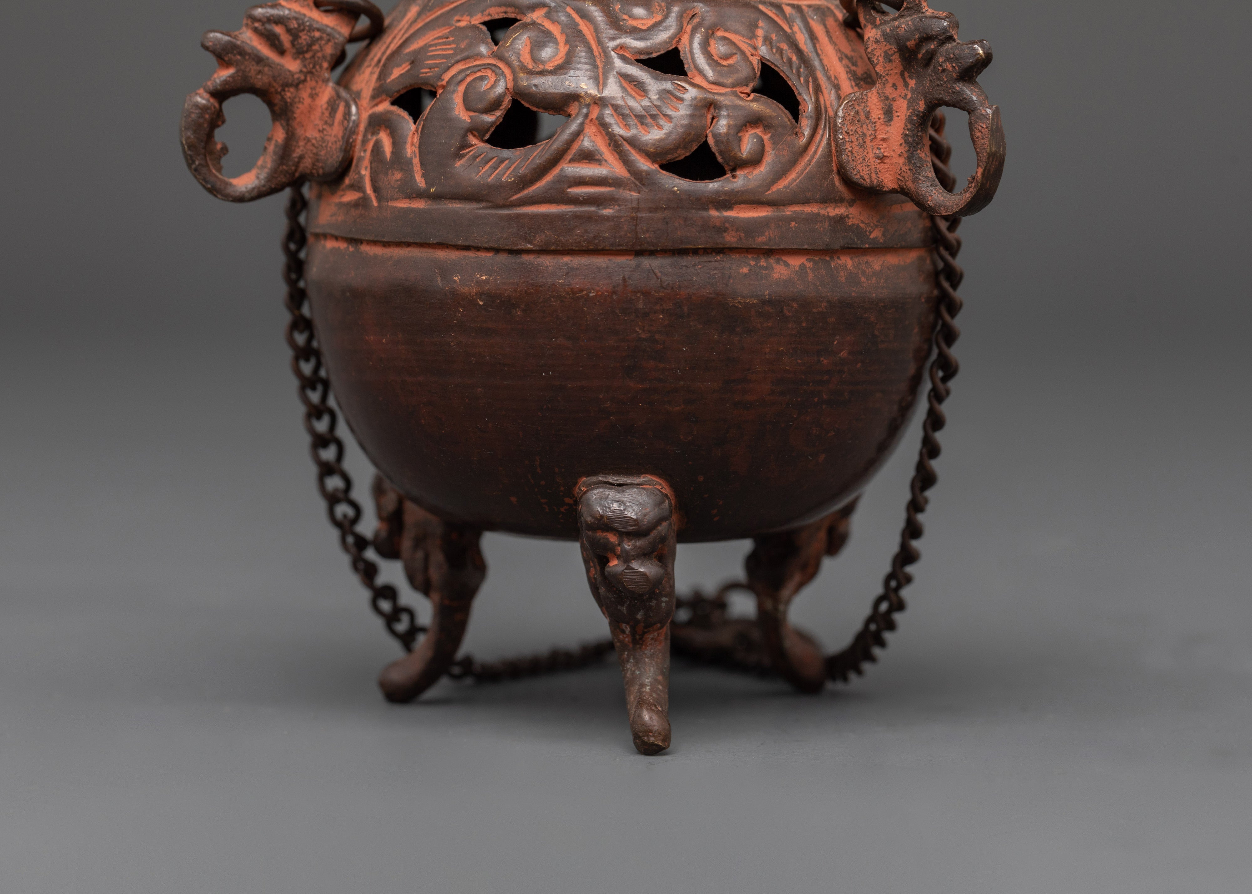 Himalayan Decorative Incense Burner | Handcrafted Oxidized Copper Censer