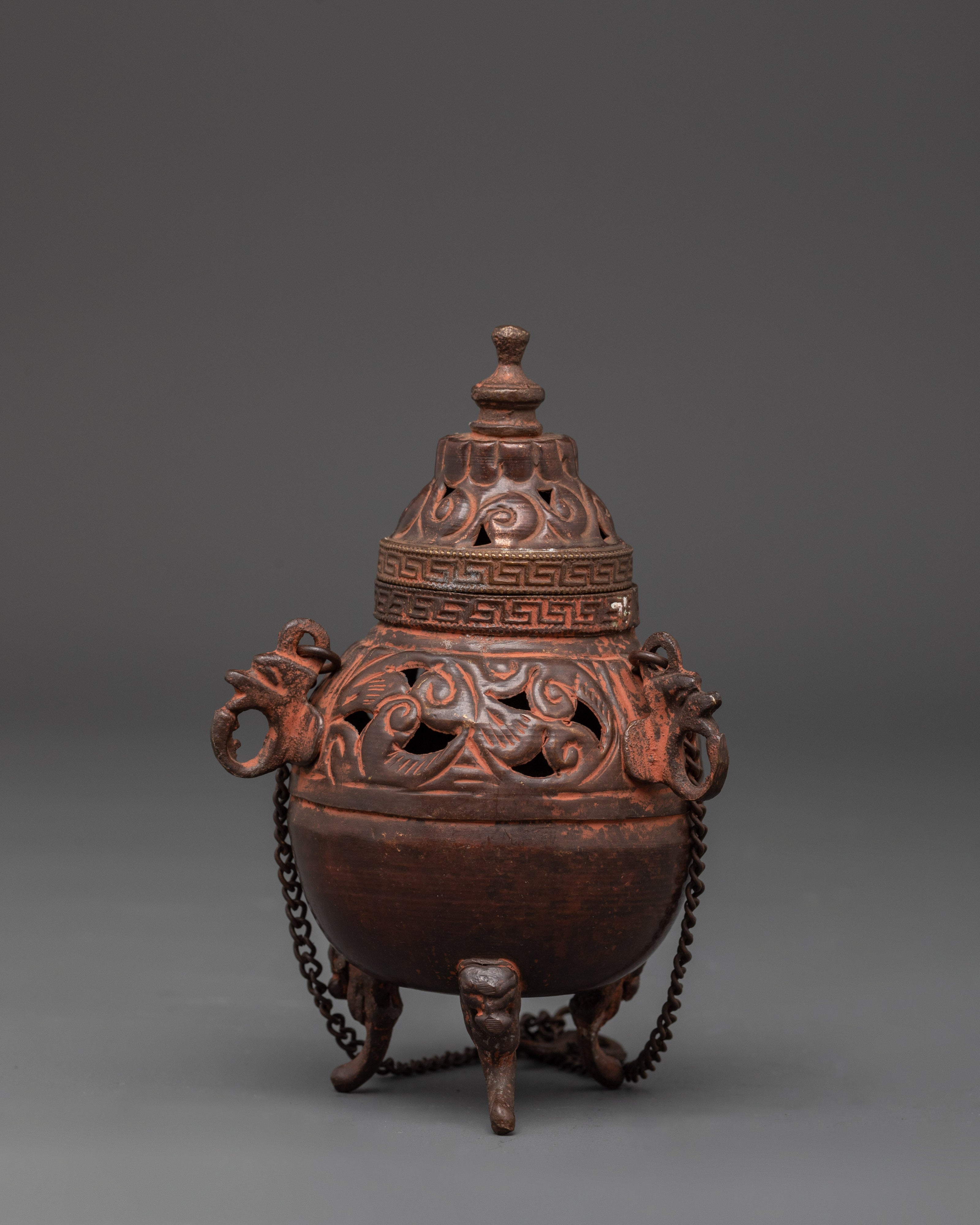 Himalayan Decorative Incense Burner | Handcrafted Oxidized Copper Censer