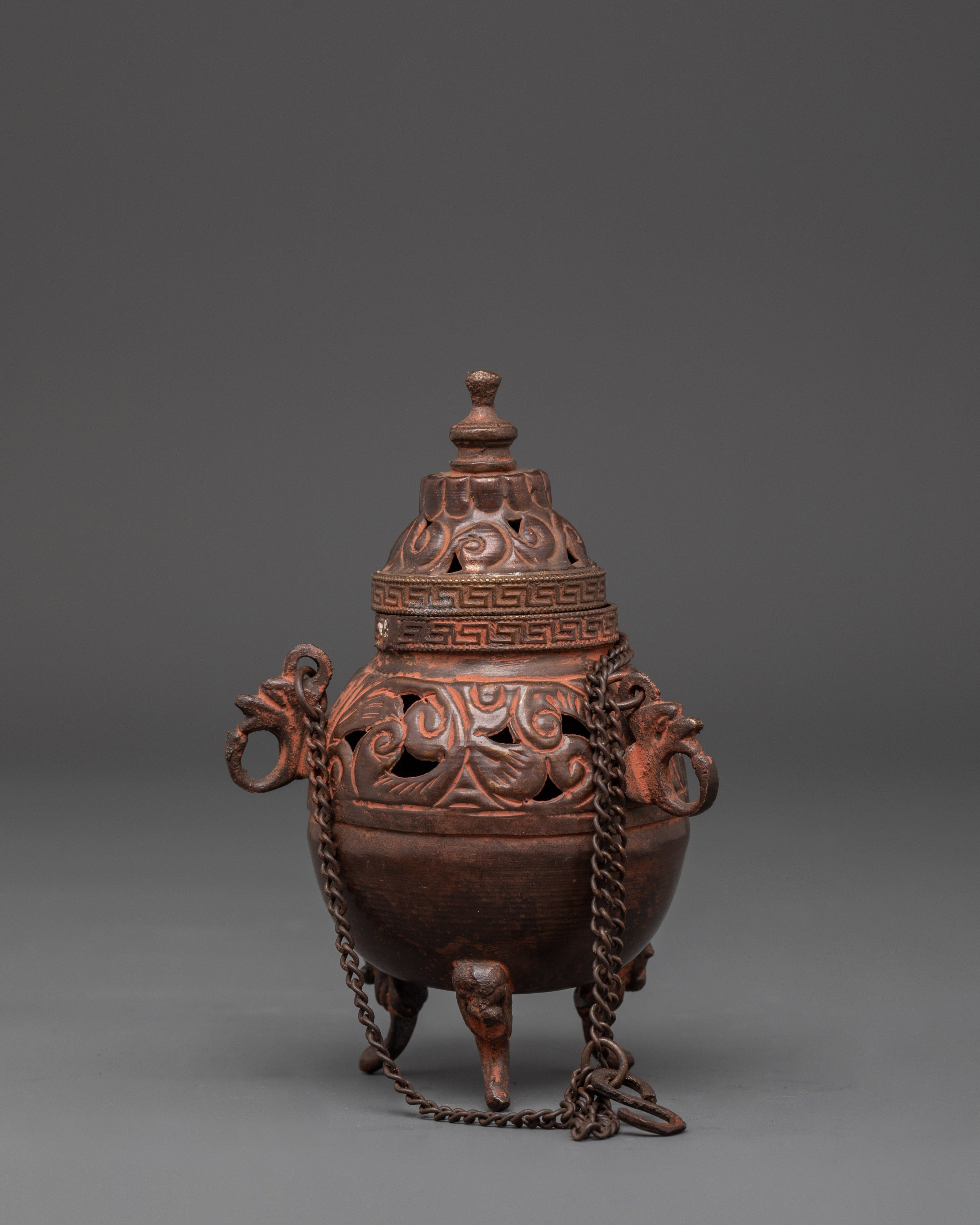Himalayan Decorative Incense Burner | Handcrafted Oxidized Copper Censer