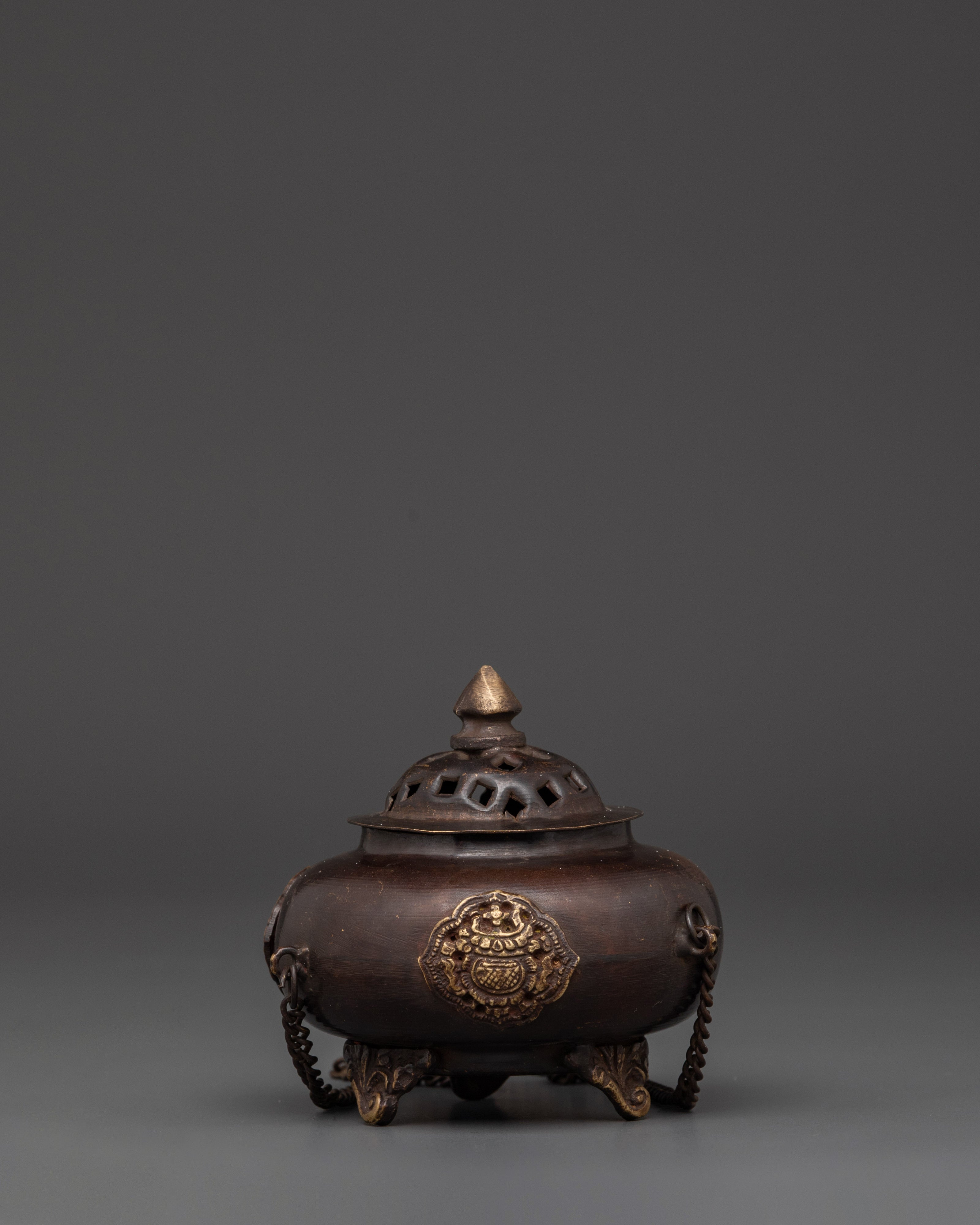 Ceremonial Altar Incense Burner | Handcrafted Oxidized Copper Censer