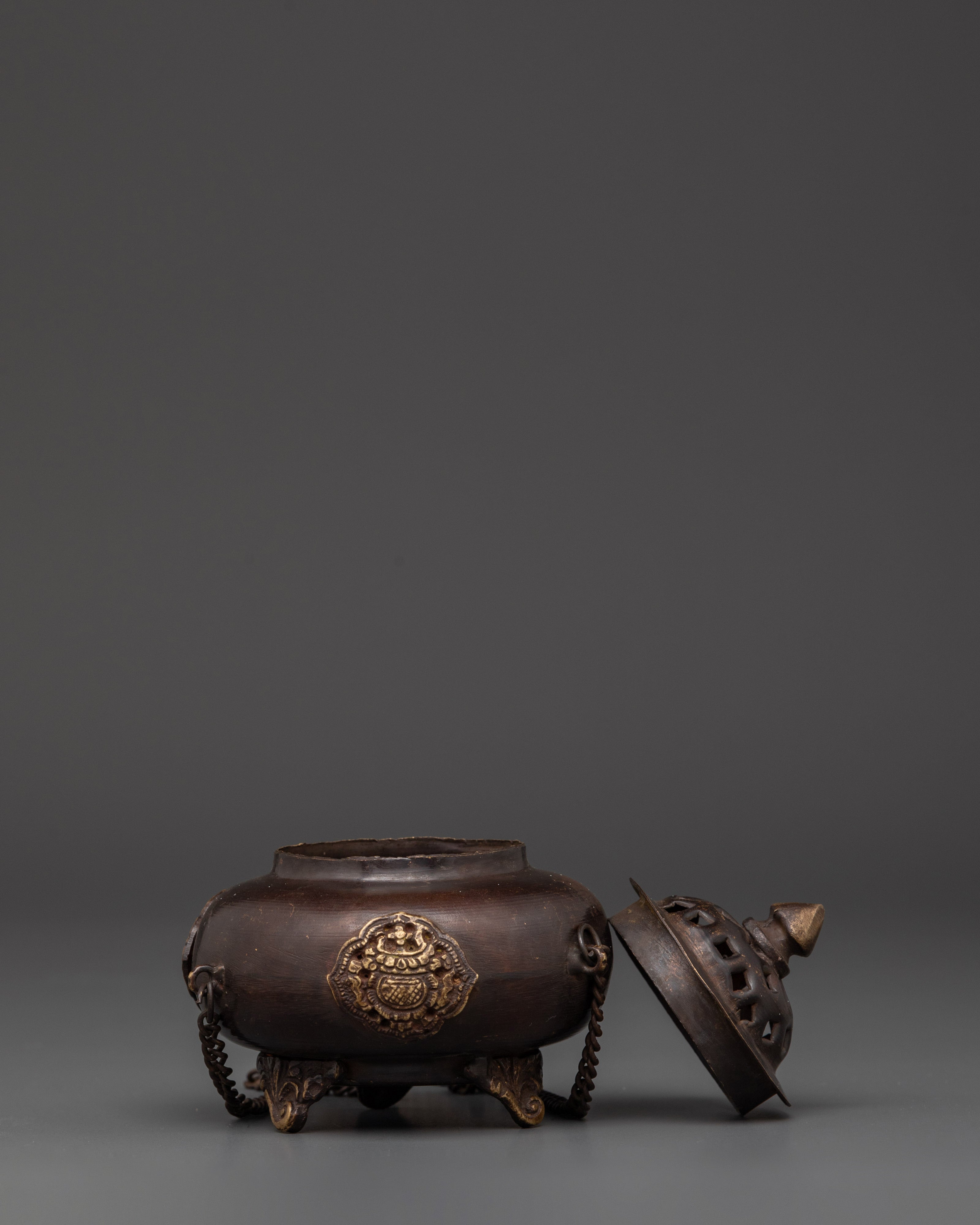 Ceremonial Altar Incense Burner | Handcrafted Oxidized Copper Censer