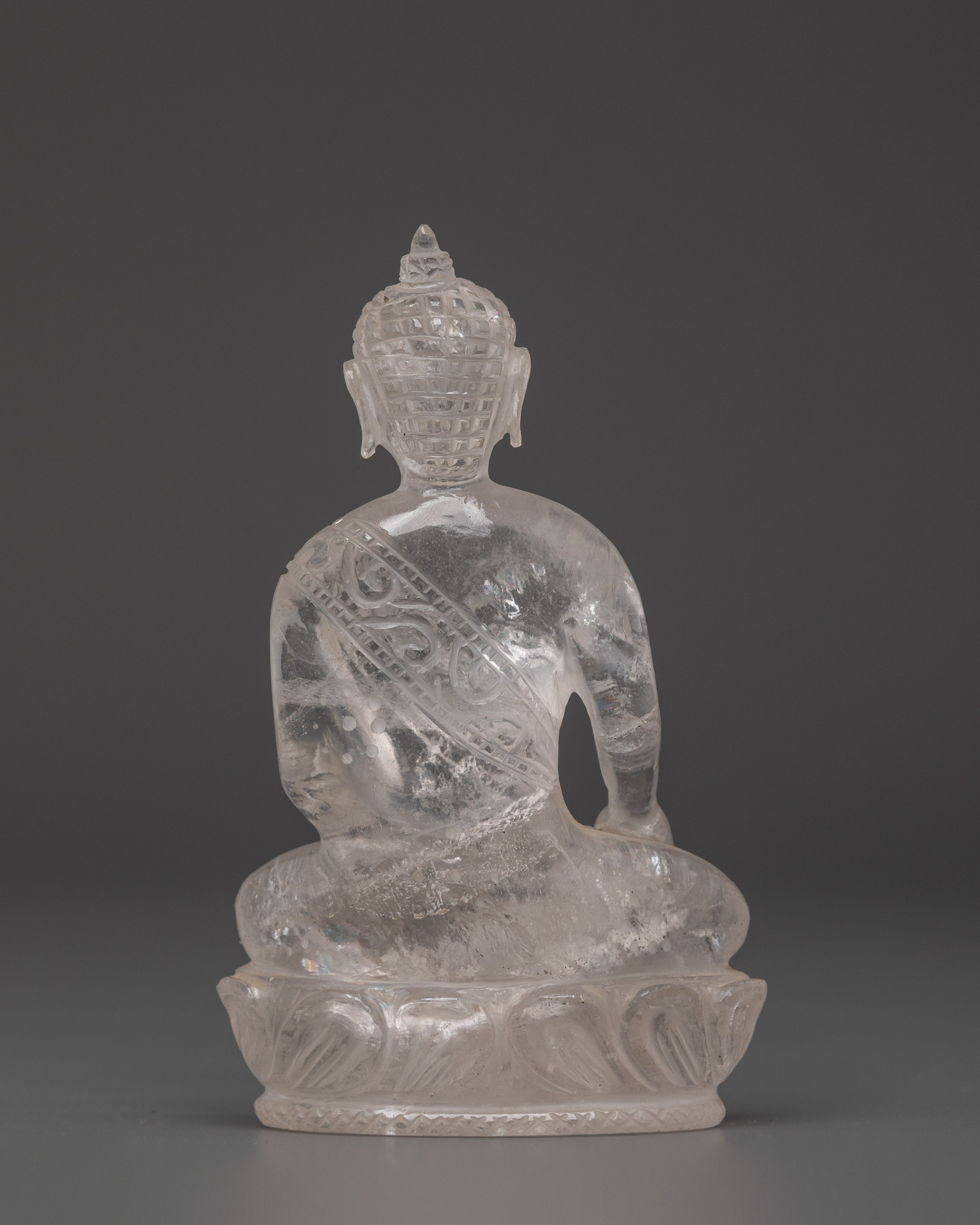 Clear Crystal Shakyamuni Buddha Statue | Handcrafted Spiritual Meditation Sculpture