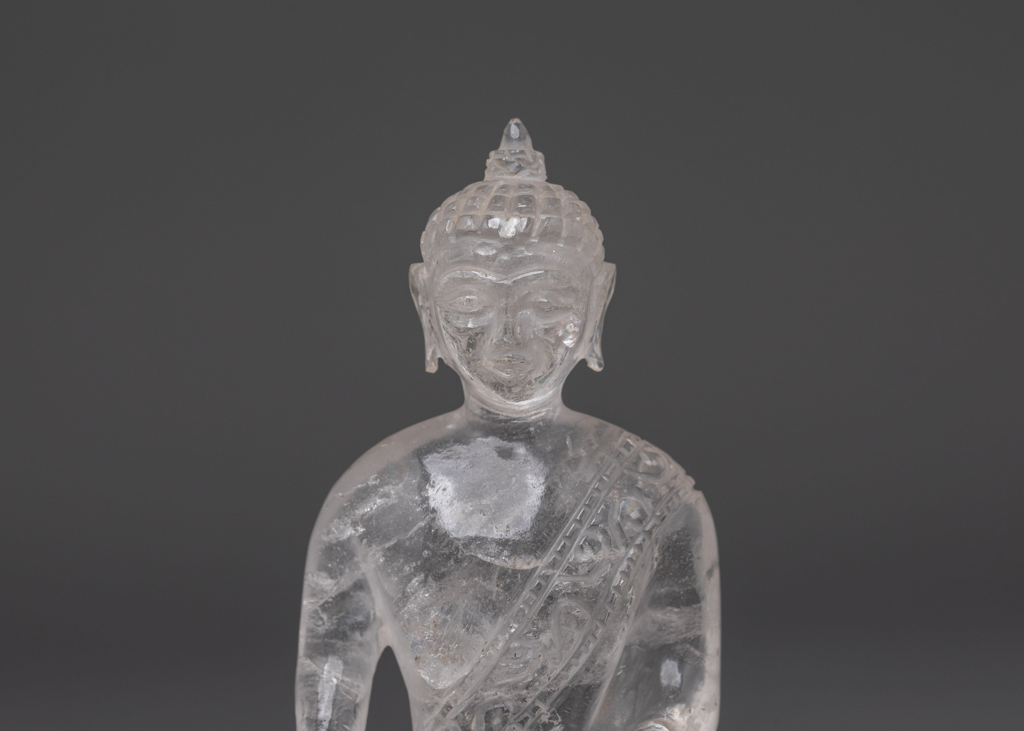 Clear Crystal Shakyamuni Buddha Statue | Handcrafted Spiritual Meditation Sculpture