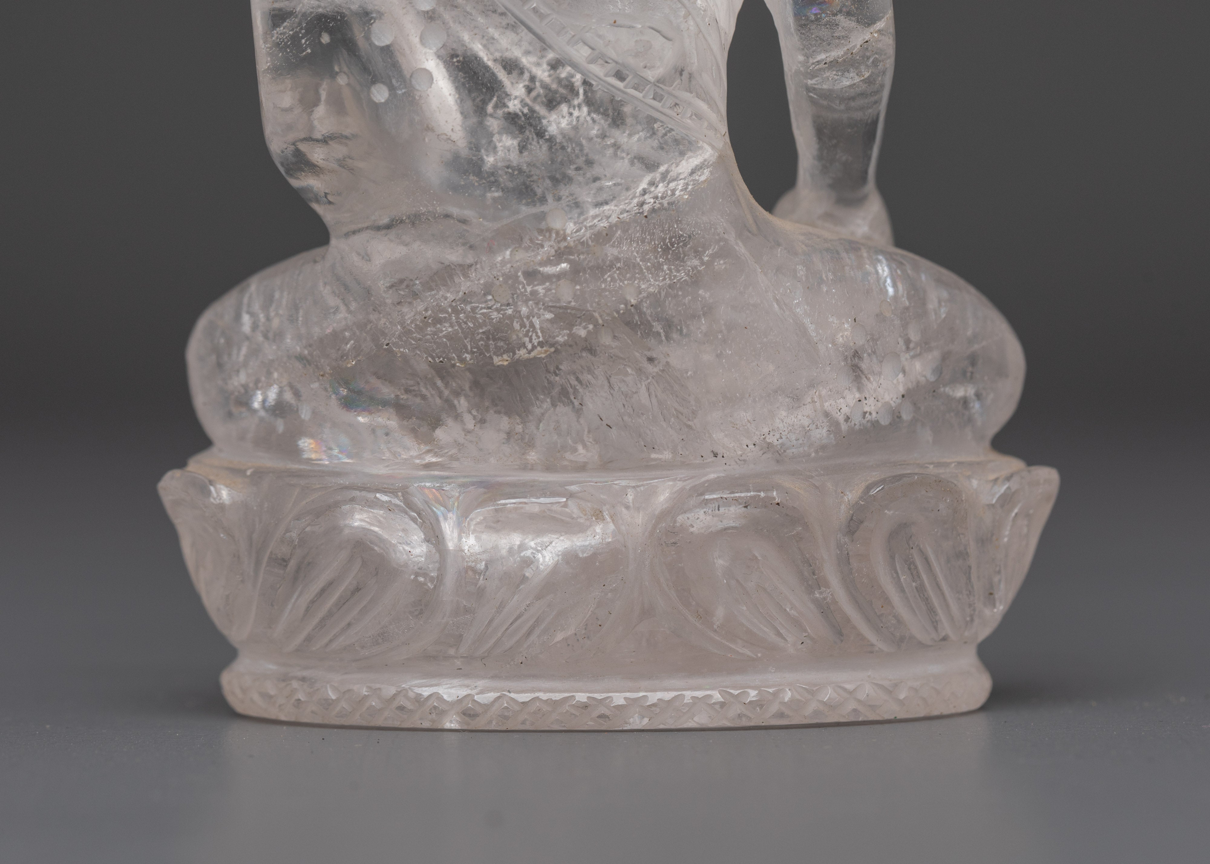 Clear Crystal Shakyamuni Buddha Statue | Handcrafted Spiritual Meditation Sculpture