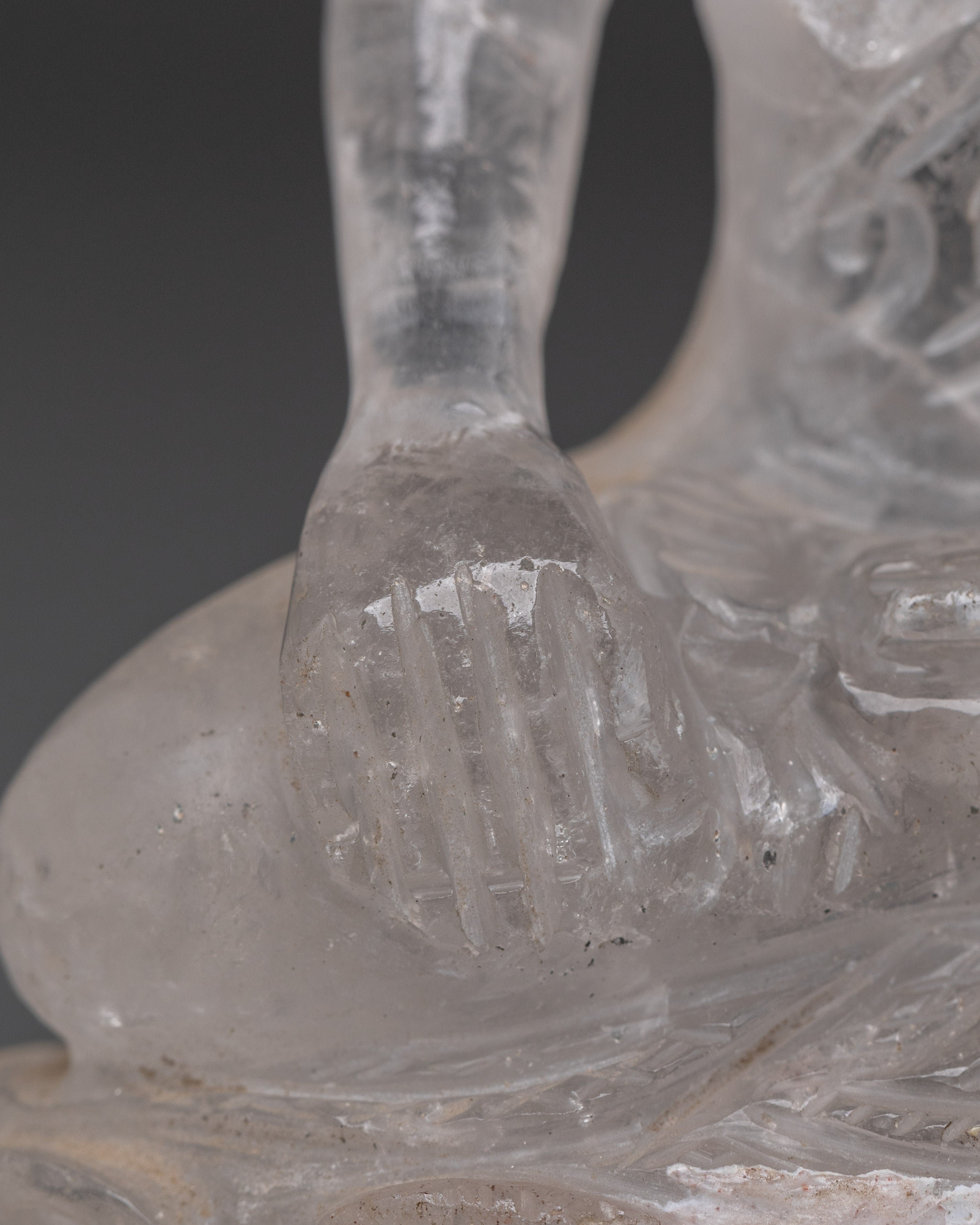 Clear Crystal Shakyamuni Buddha Statue | Handcrafted Spiritual Meditation Sculpture