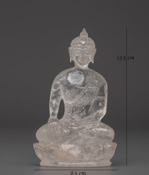 Clear Crystal Shakyamuni Buddha Statue | Handcrafted Spiritual Meditation Sculpture
