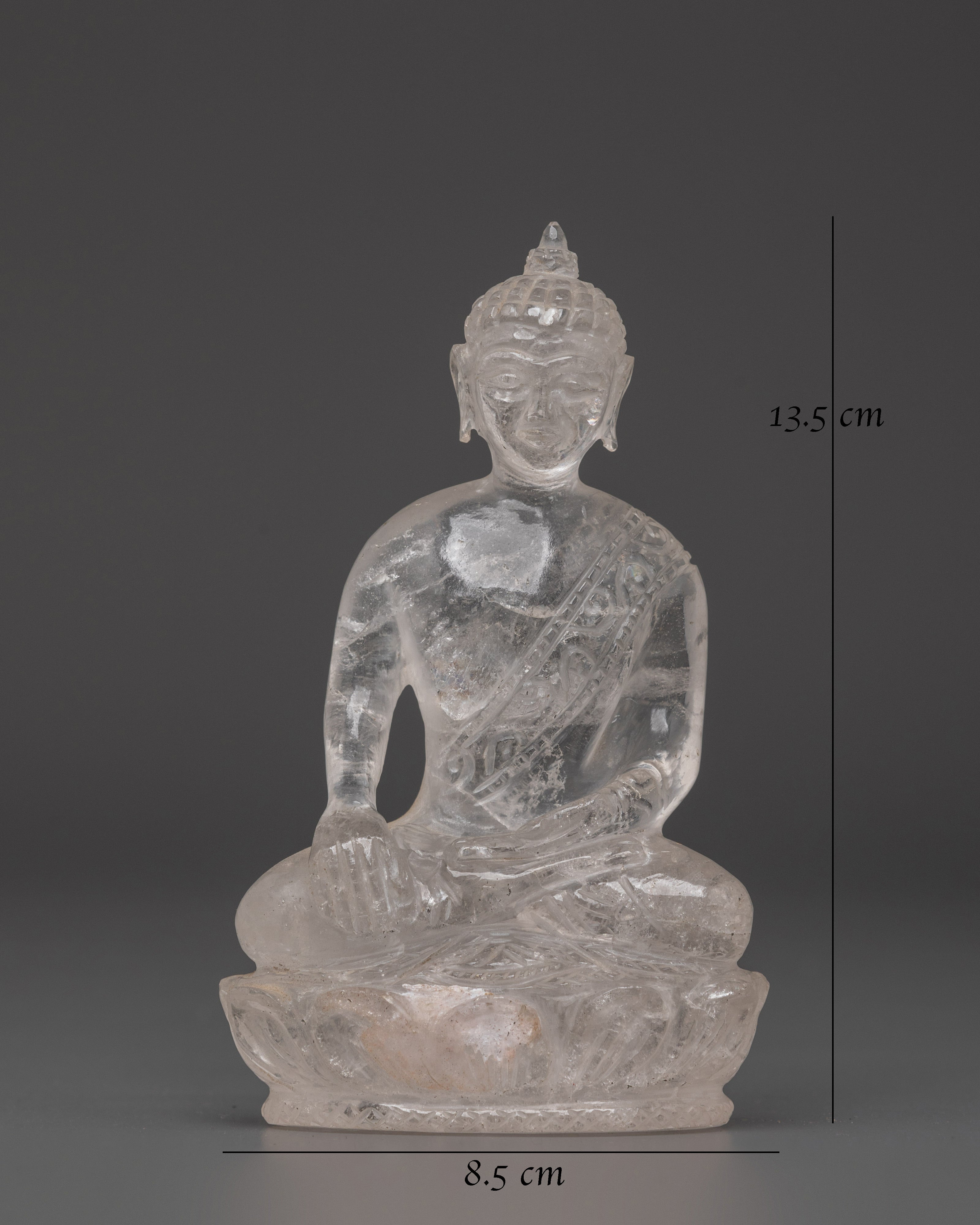 Clear Crystal Shakyamuni Buddha Statue | Handcrafted Spiritual Meditation Sculpture