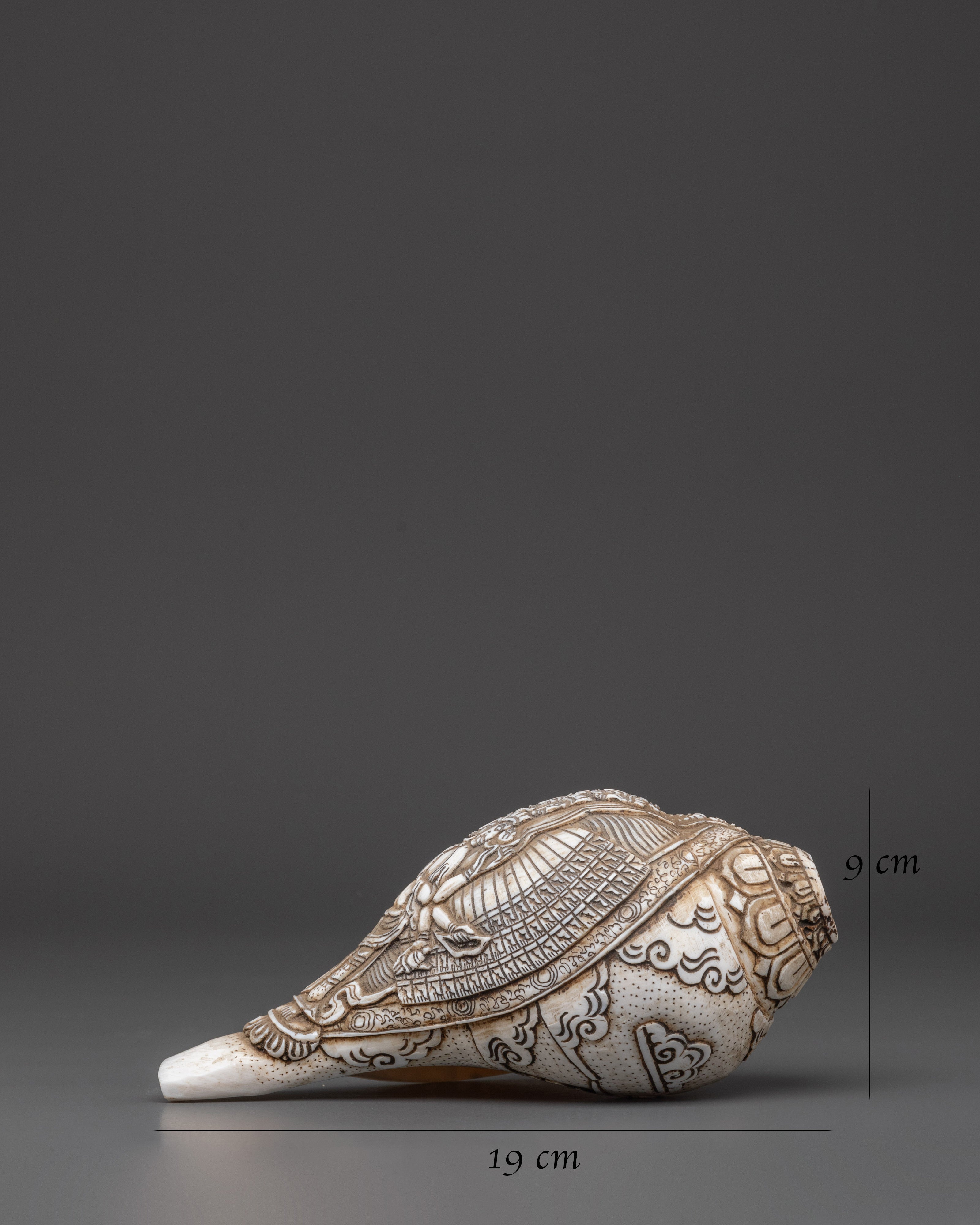 Hand-Carved Avalokiteshvara Conch Shell | Tibetan Buddhist Compassion Deity