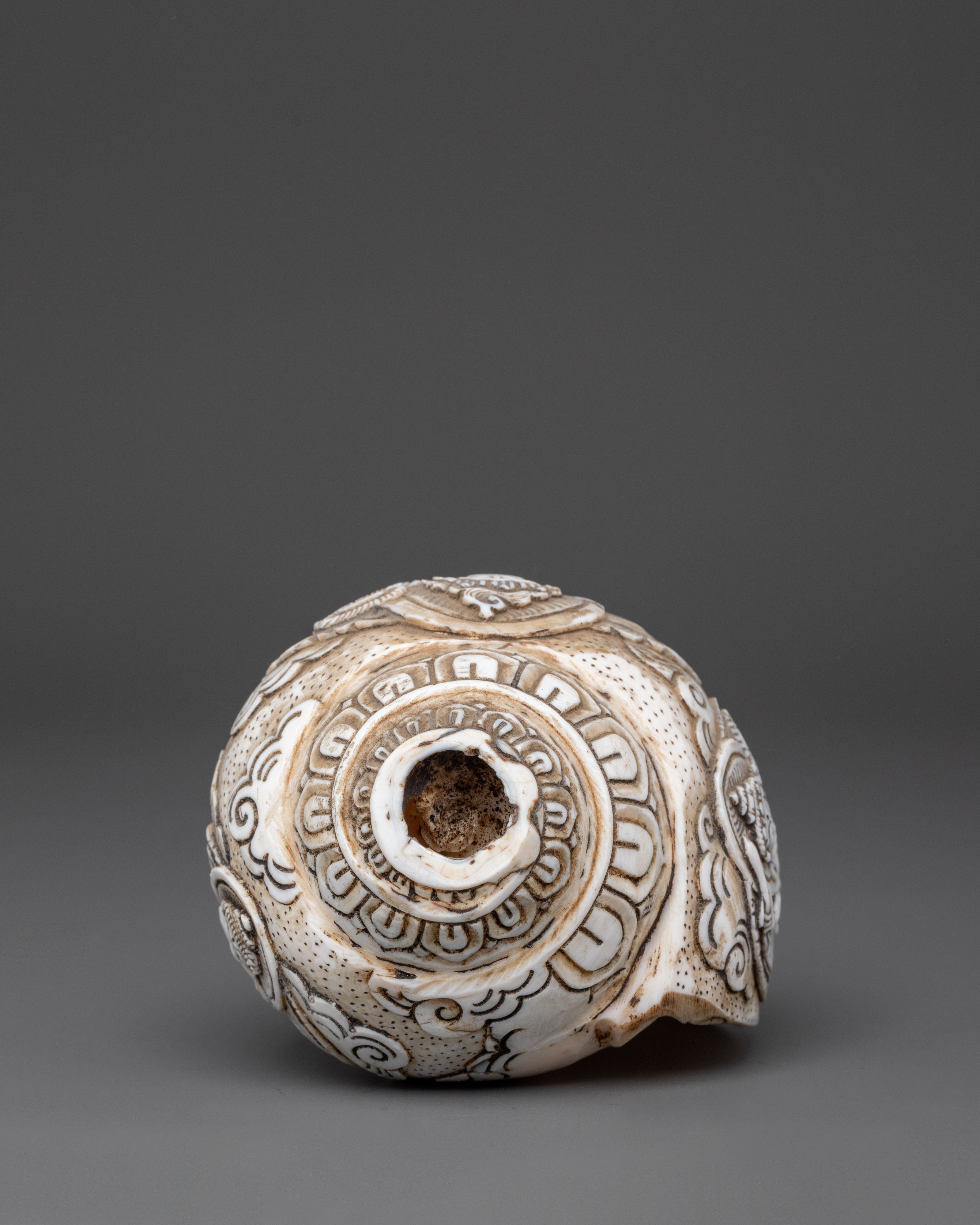 Hand-carved Avalokiteshvara Design Conch Shell | Sacred Buddhist Spiritual Artifact