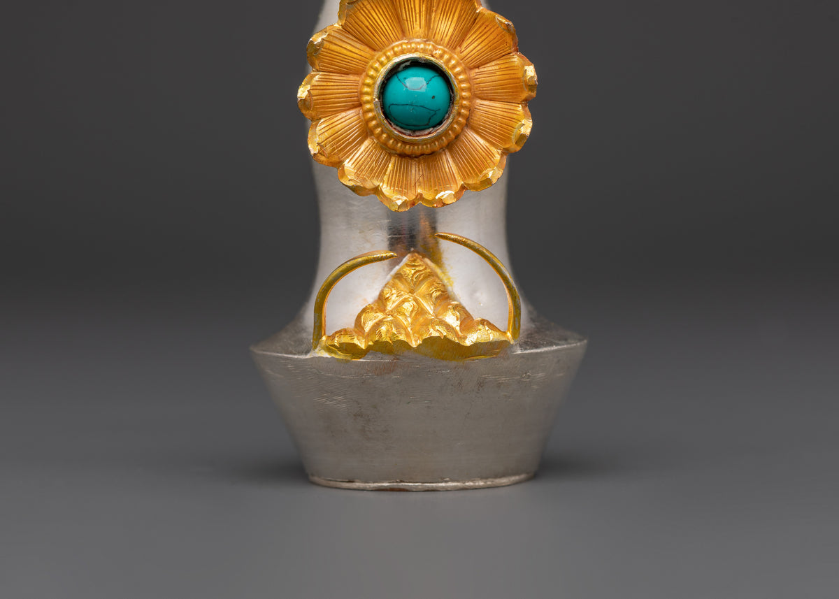 Handcrafted Tibetan Torma Set | Copper, Silver Plated with Coral & Turquoise Stones
