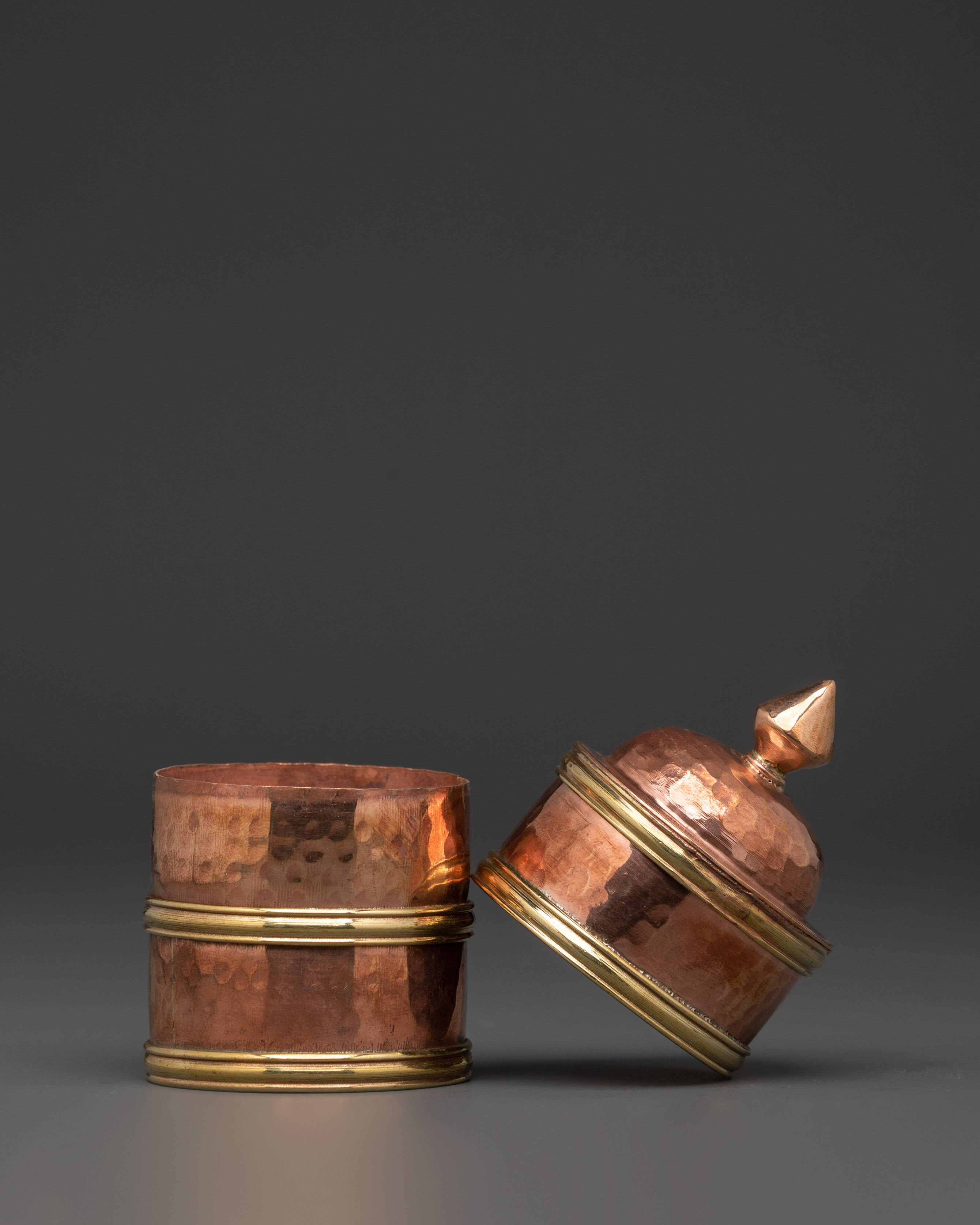 Handcrafted Ceremonial Rice Pot | Copper Body with White Metal Accents
