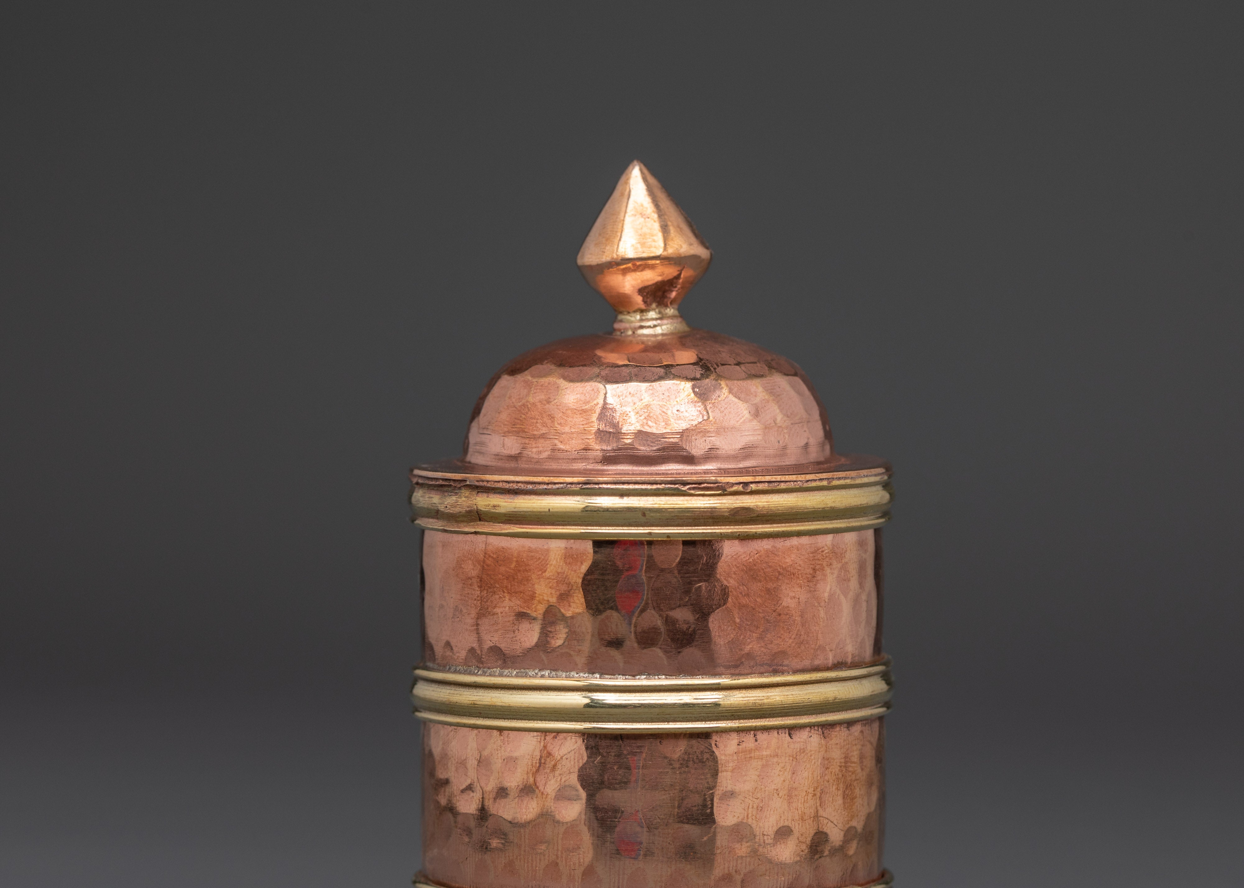 Handcrafted Ceremonial Rice Pot | Copper Body with White Metal Accents