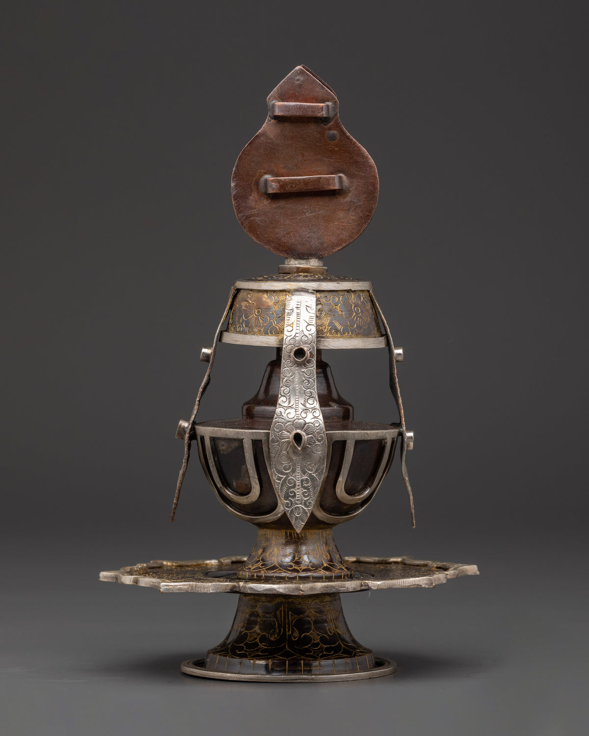 Tibetan Life Vase | Handcrafted Oxidized Copper & Silver Plated
