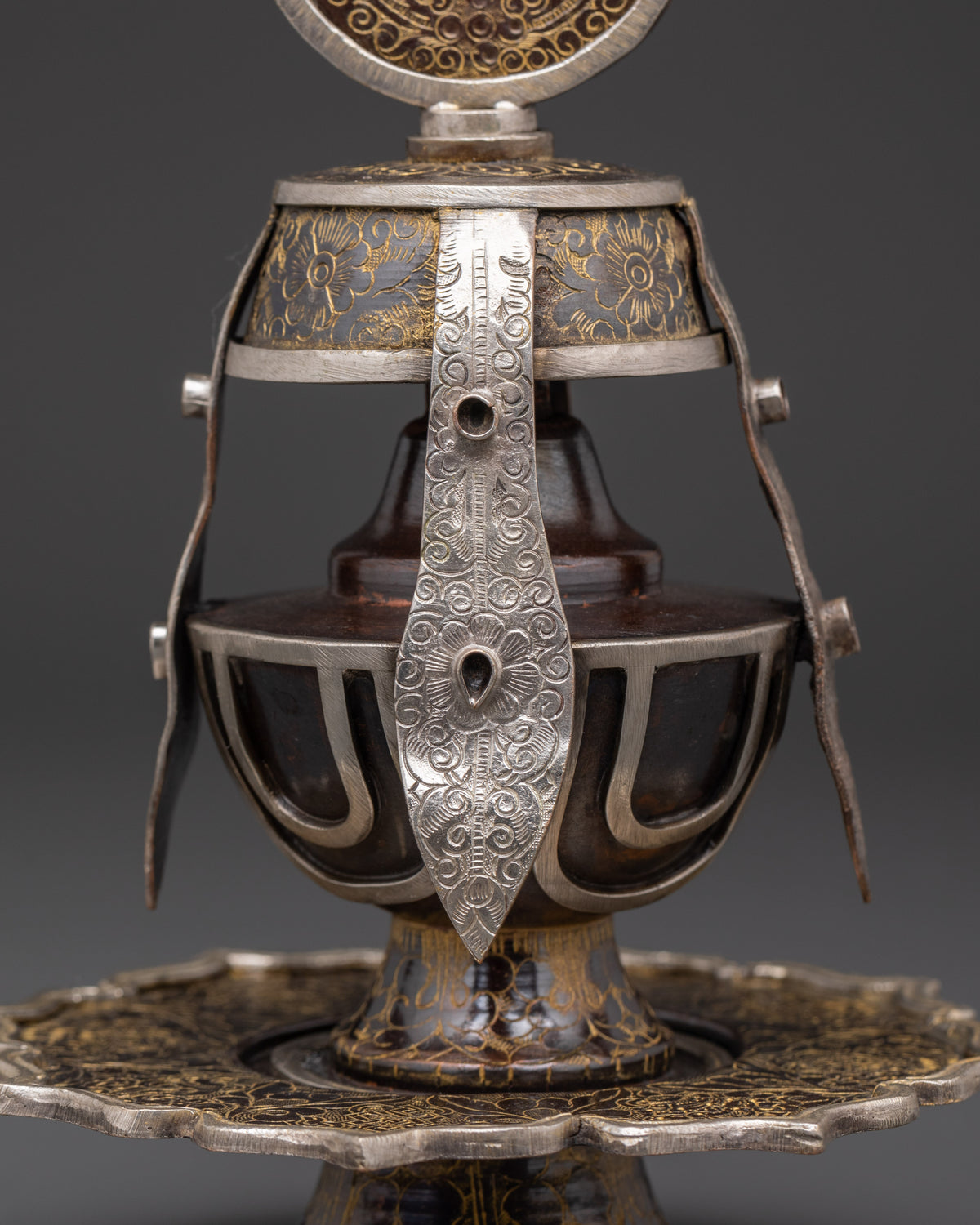 Tibetan Life Vase | Handcrafted Oxidized Copper & Silver Plated