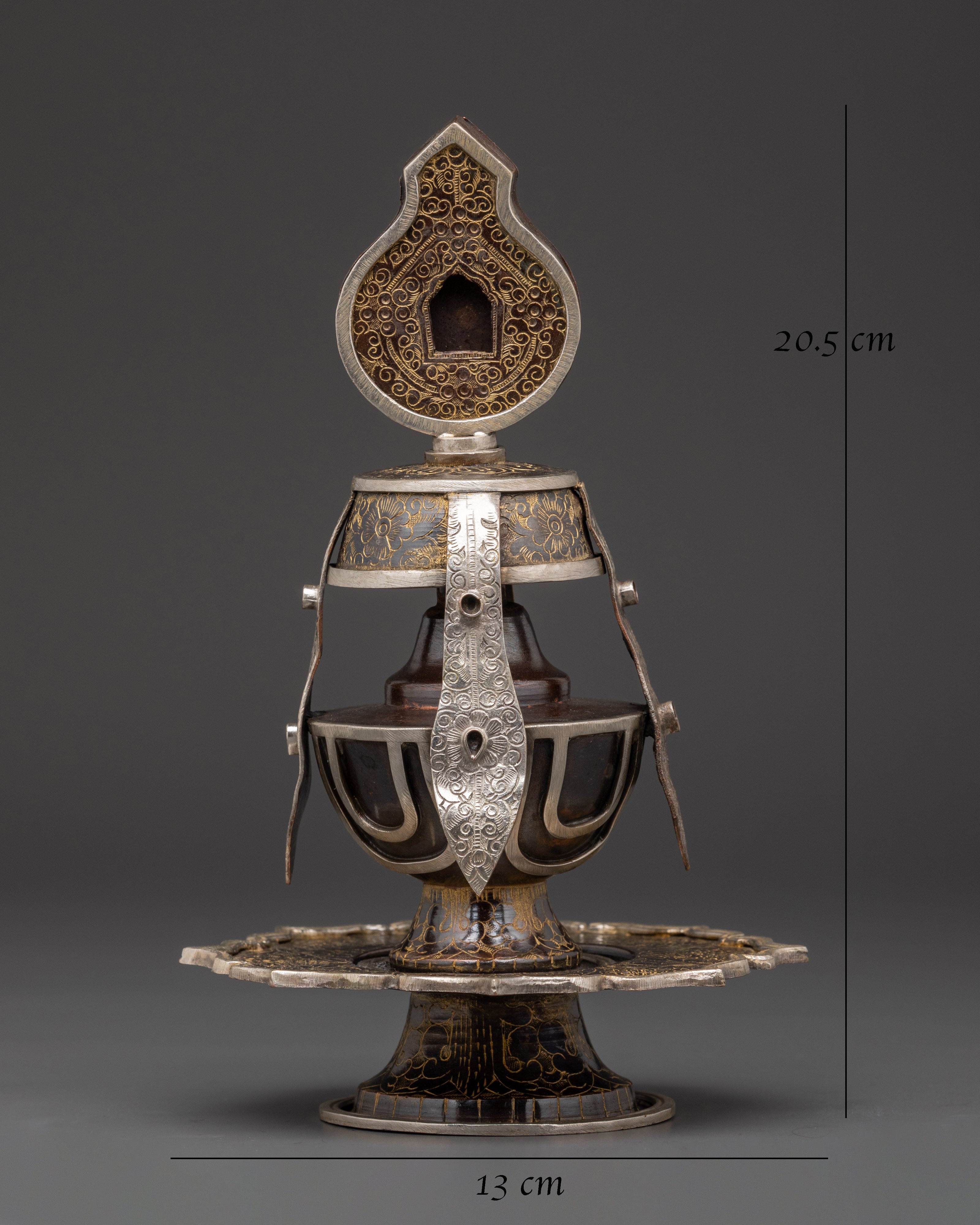 Tibetan Life Vase | Handcrafted Oxidized Copper & Silver Plated