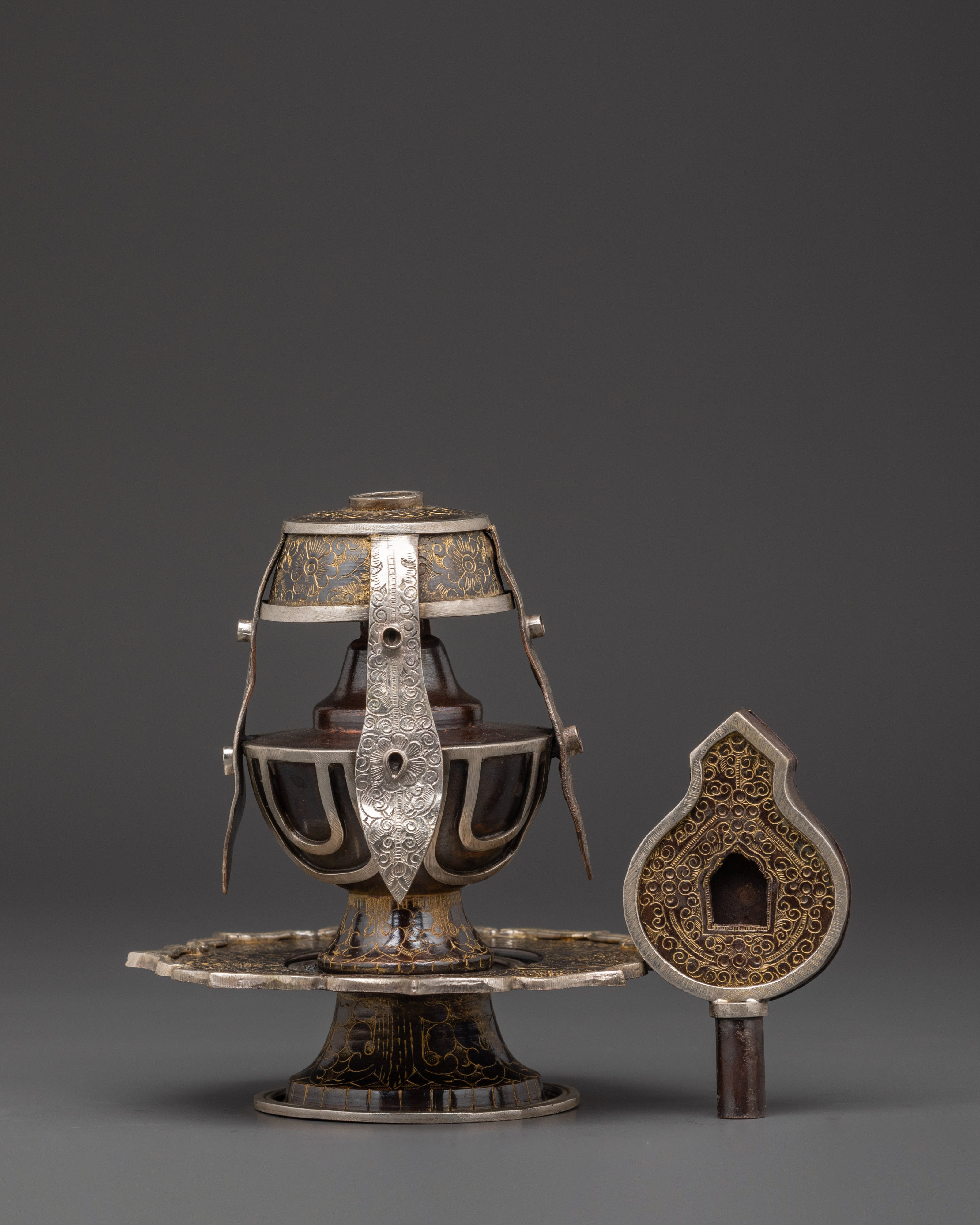 Tibetan Life Vase | Handcrafted Oxidized Copper & Silver Plated