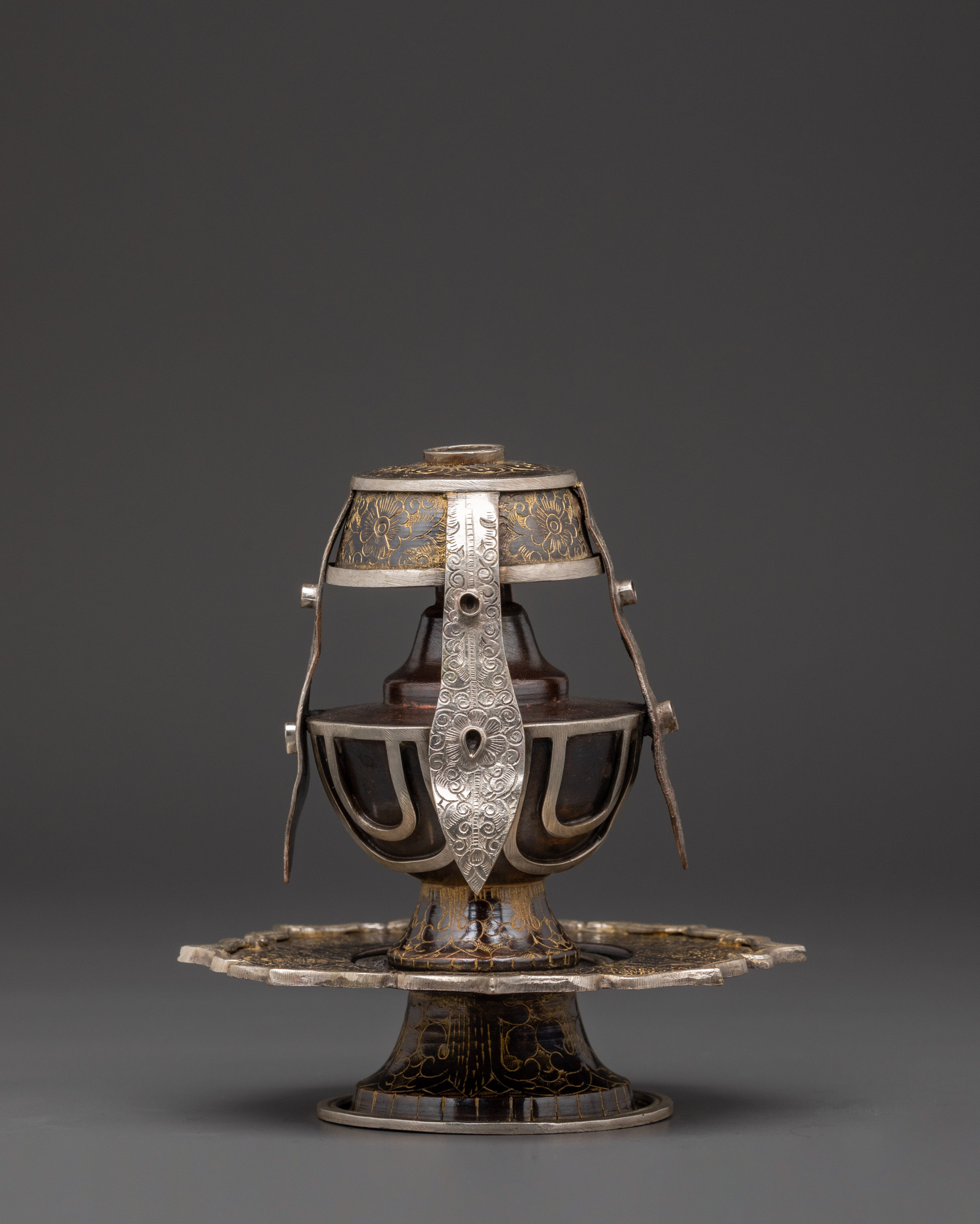 Tibetan Life Vase | Handcrafted Oxidized Copper & Silver Plated