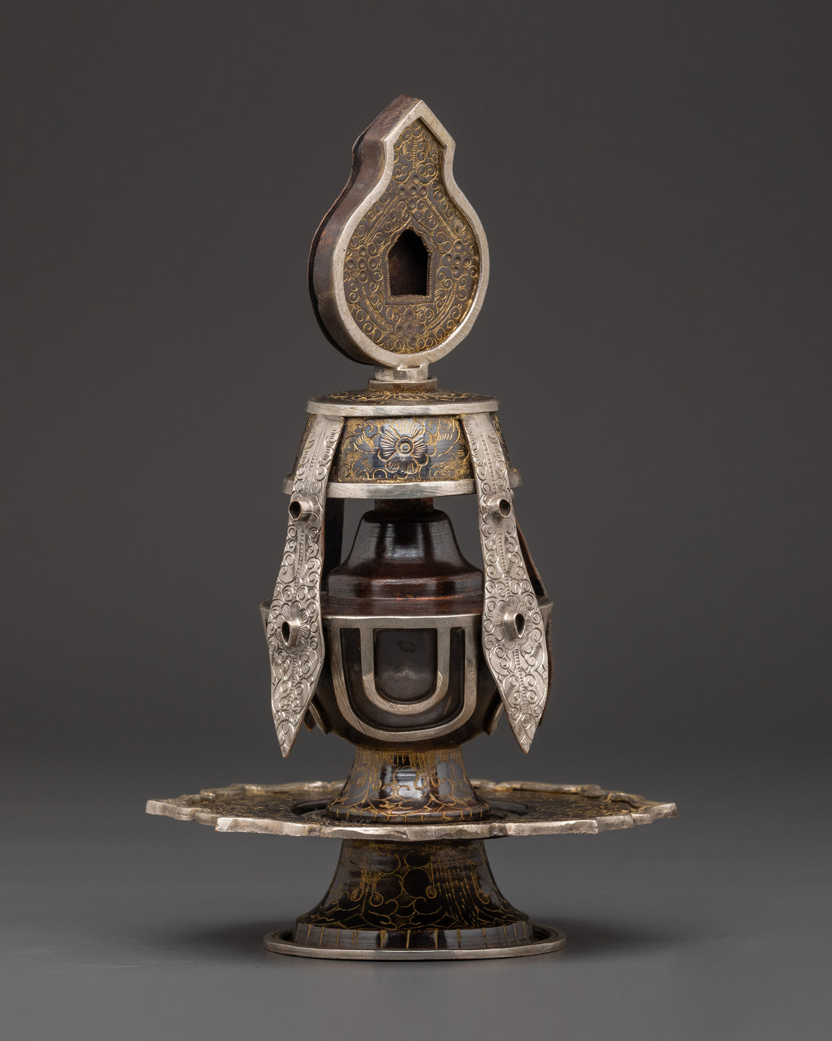 Tibetan Life Vase | Handcrafted Oxidized Copper & Silver Plated