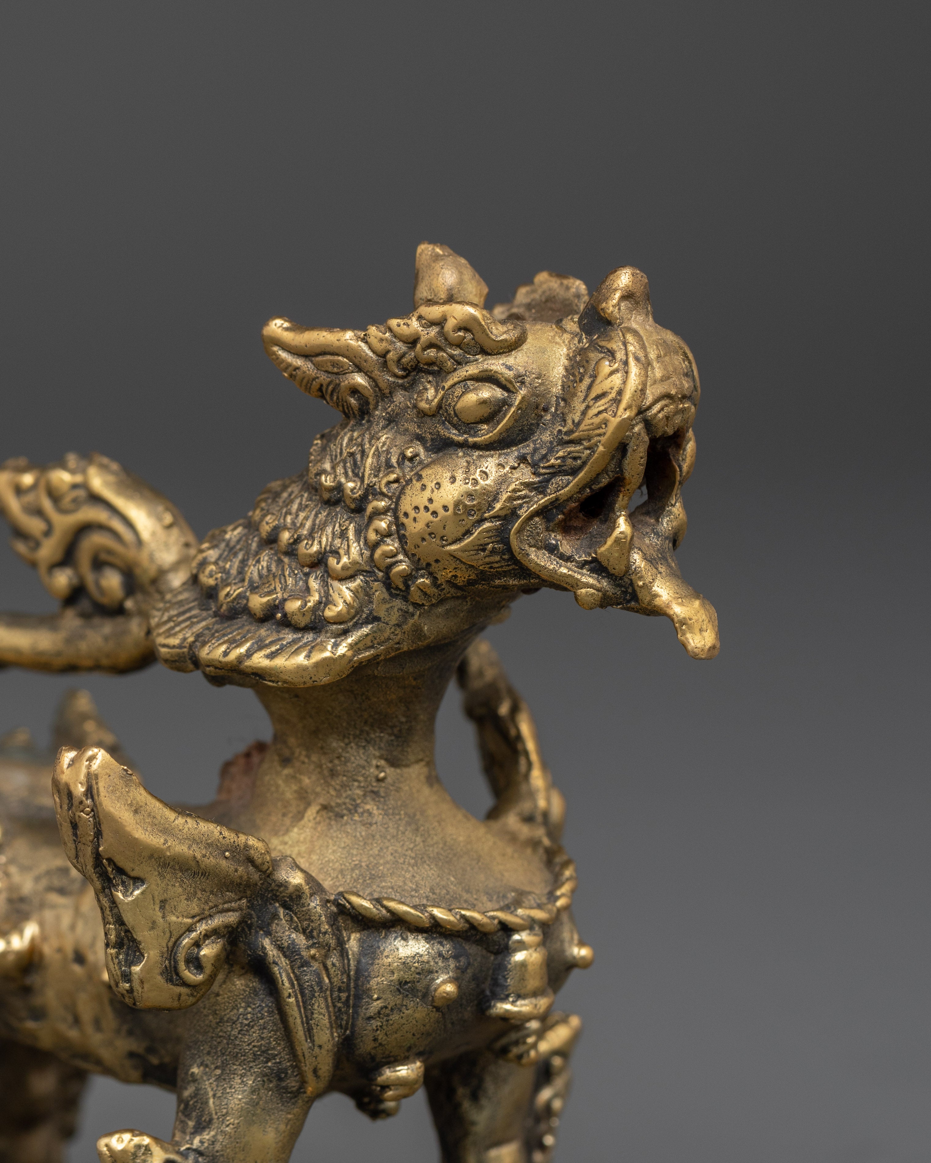 Handcrafted Brass Lion Figurine| Tibetan Home Decor