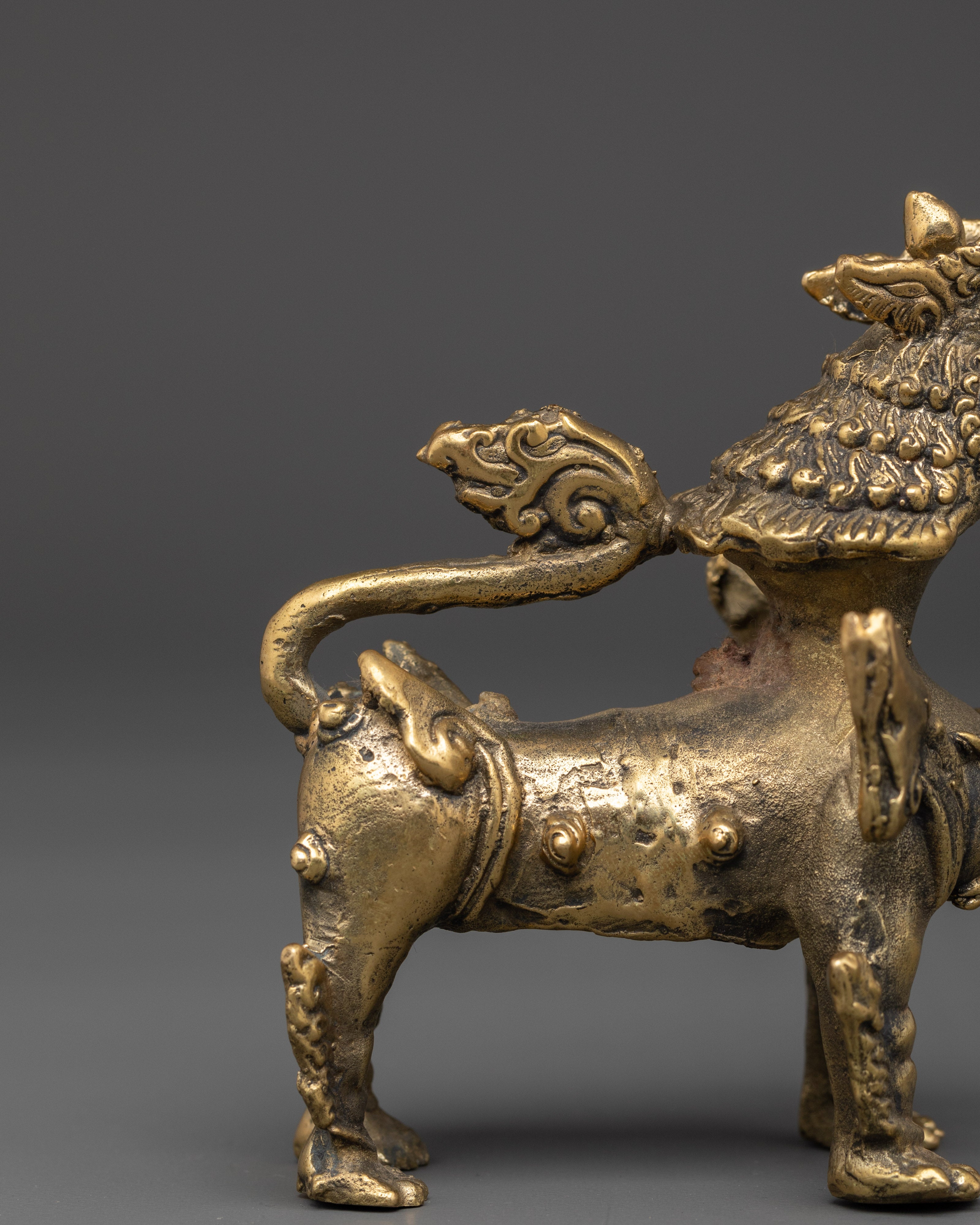 Handcrafted Brass Lion Figurine| Tibetan Home Decor