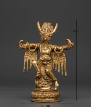 Handcrafted Tibetan Garuda Protector | Brass Buddhist Statue