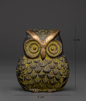 Tibetan Owl Symbol Sculpture | Handcrafted Brass Owl Figurine