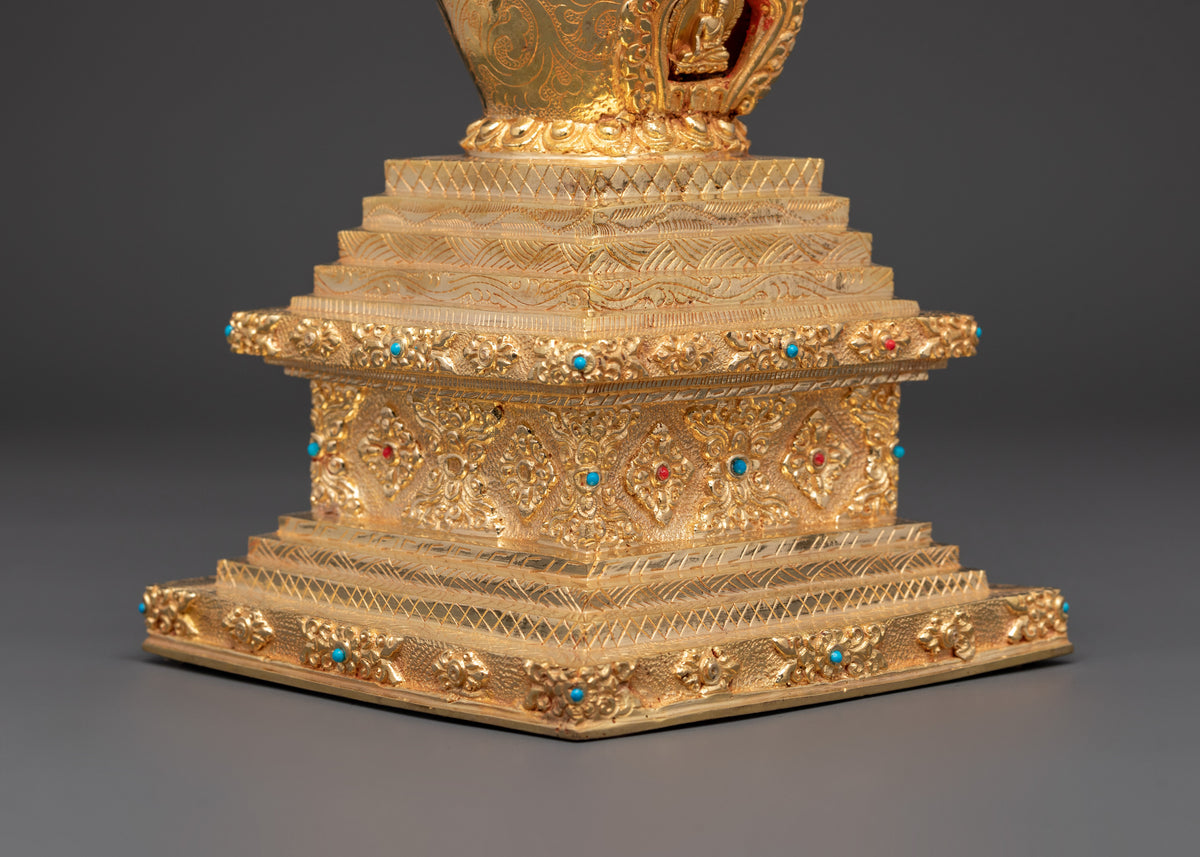 Handcrafted Spiritual Buddha Stupa | Copper Body with Gold Plating