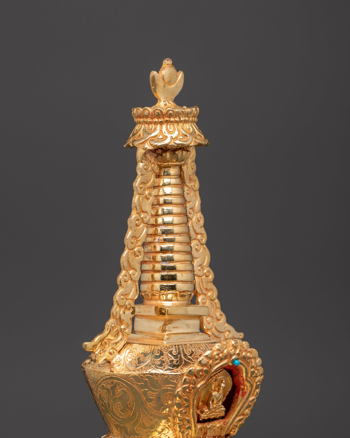 Handcrafted Spiritual Buddha Stupa | Copper Body with Gold Plating