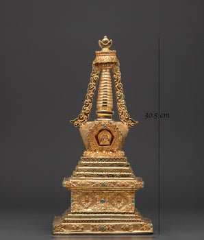 Handcrafted Spiritual Buddha Stupa | Copper Body with Gold Plating