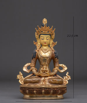 Amitayus Handcrafted Oxidized Copper Statue | Sacred Buddhist Art