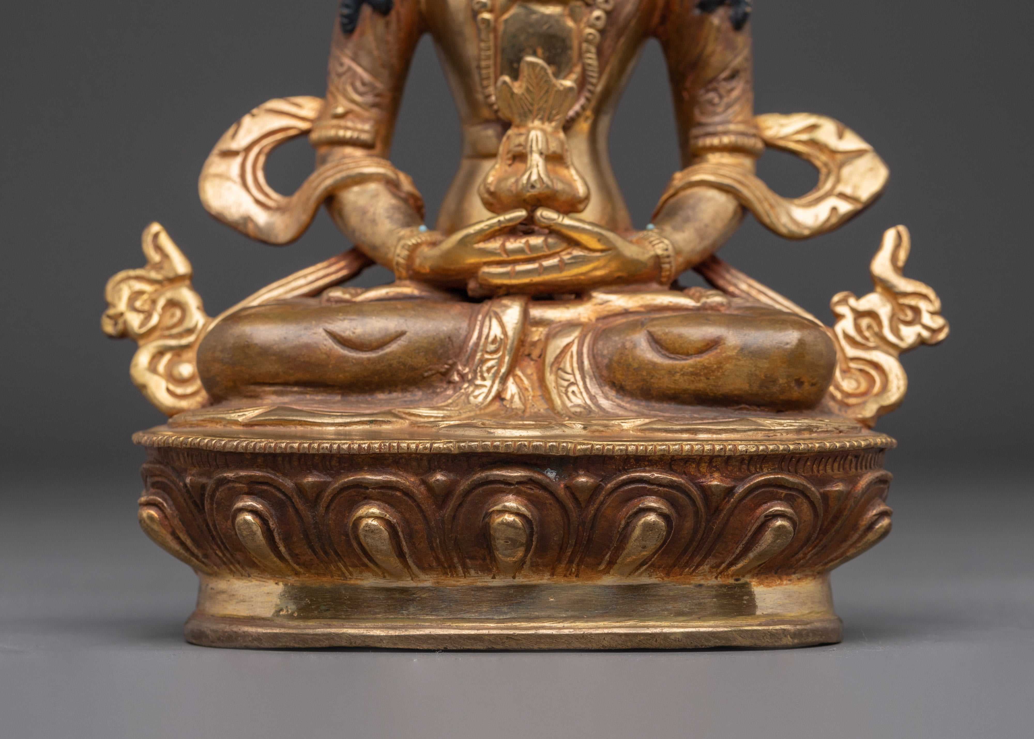 Amitayus Handcrafted Oxidized Copper Statue | Sacred Buddhist Art