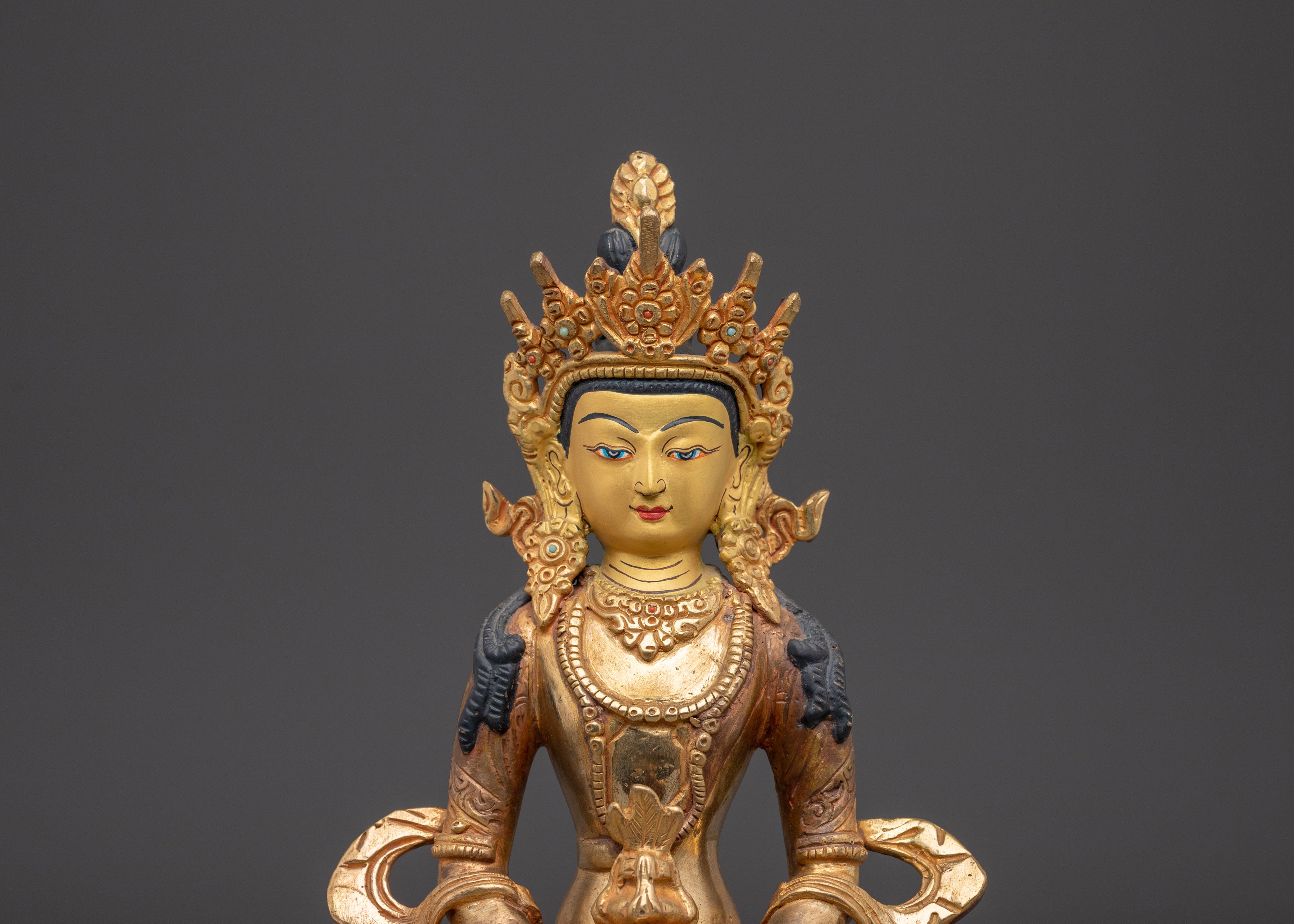 Amitayus Handcrafted Oxidized Copper Statue | Sacred Buddhist Art