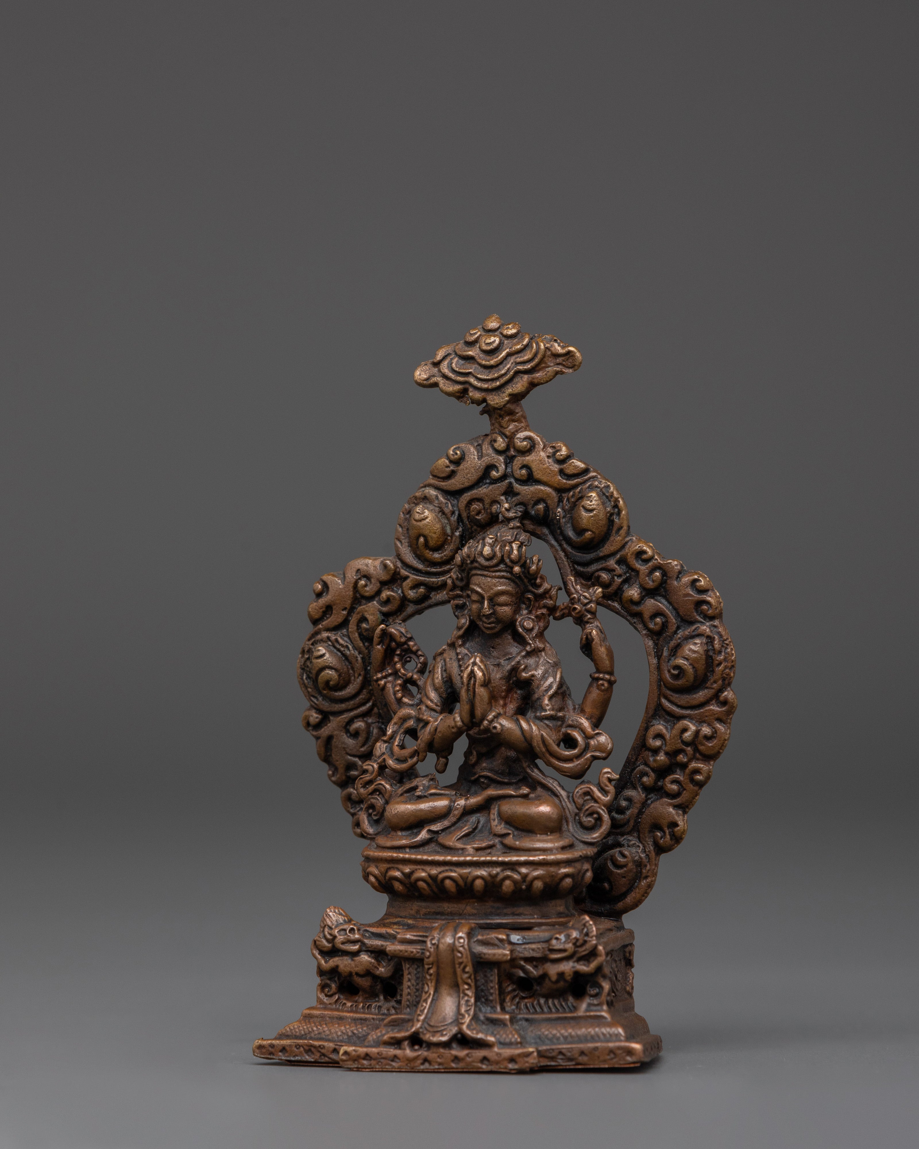 Chenrezig on Throne | Oxidized Copper Body