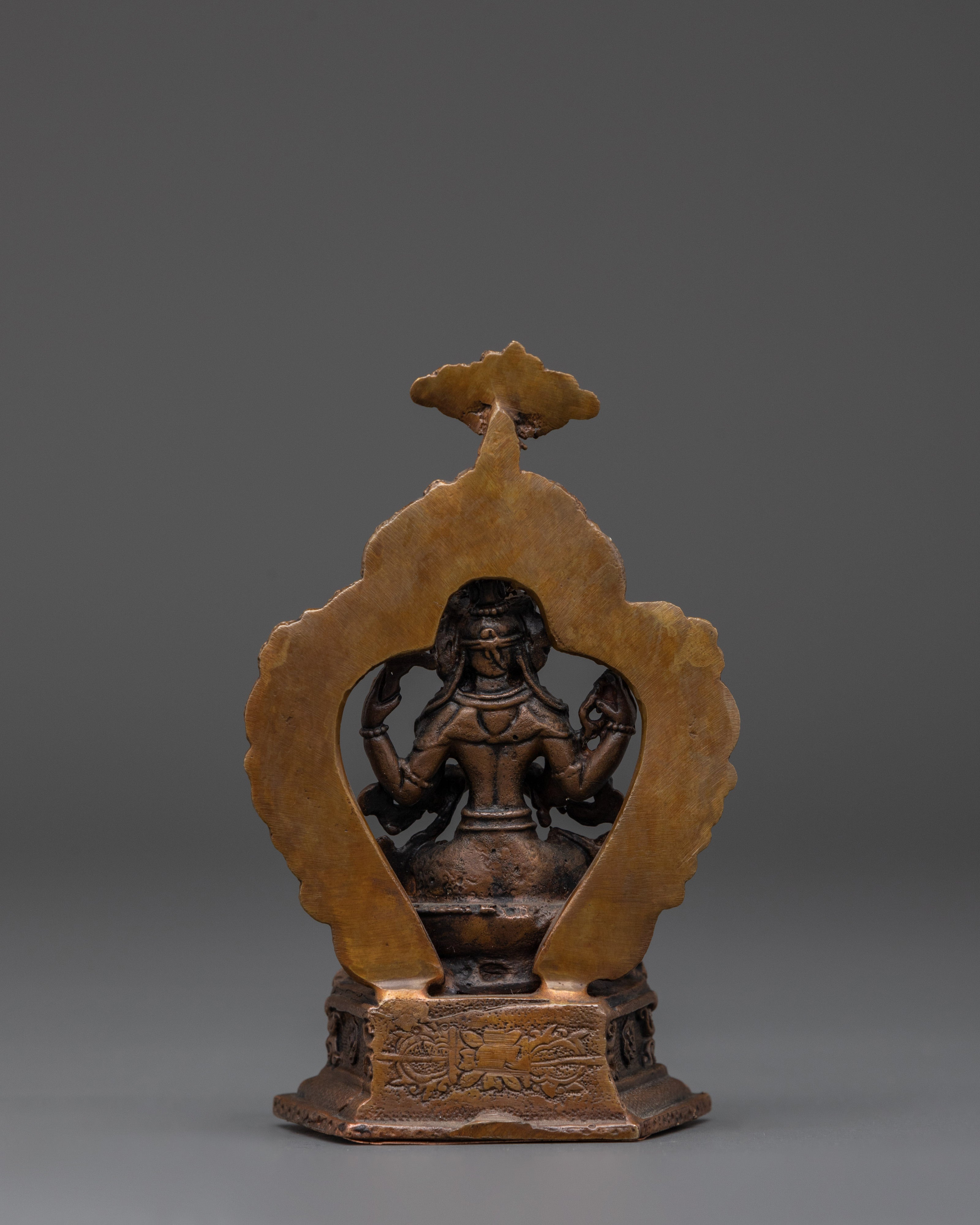 Chenrezig on Throne | Oxidized Copper Body