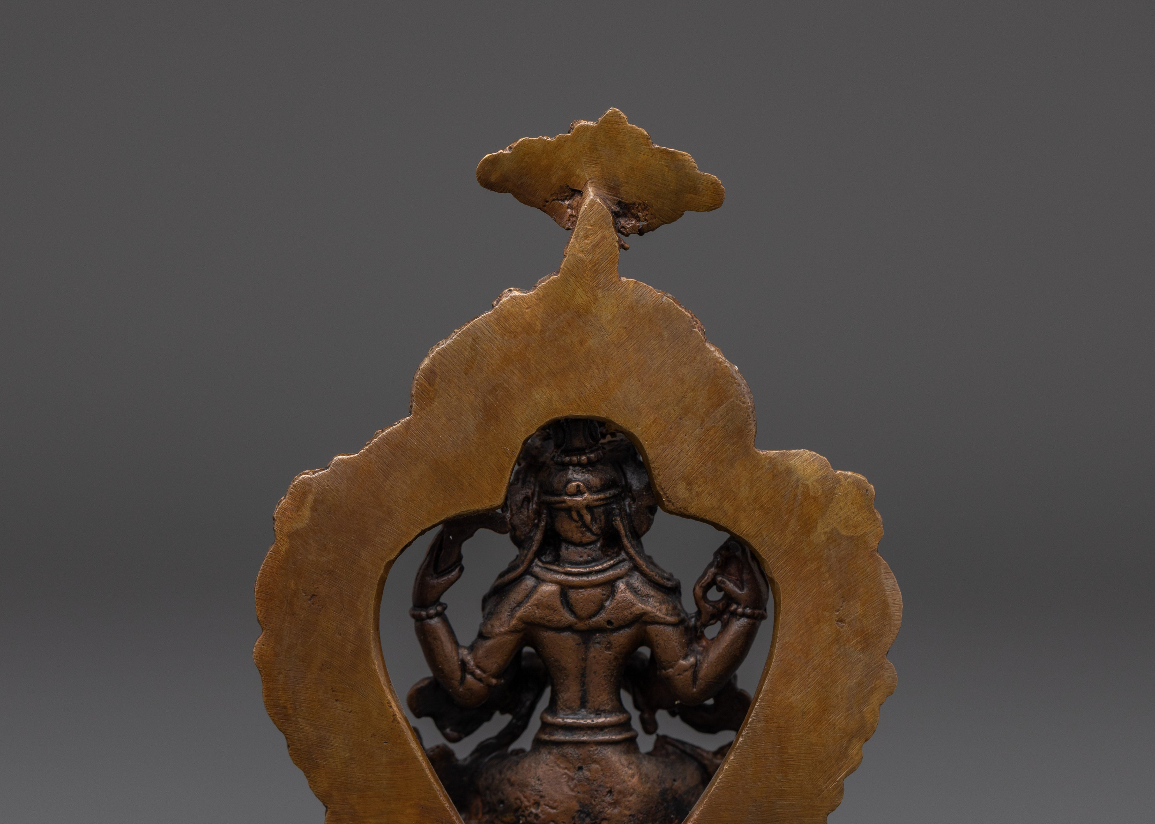 Chenrezig on Throne | Oxidized Copper Body