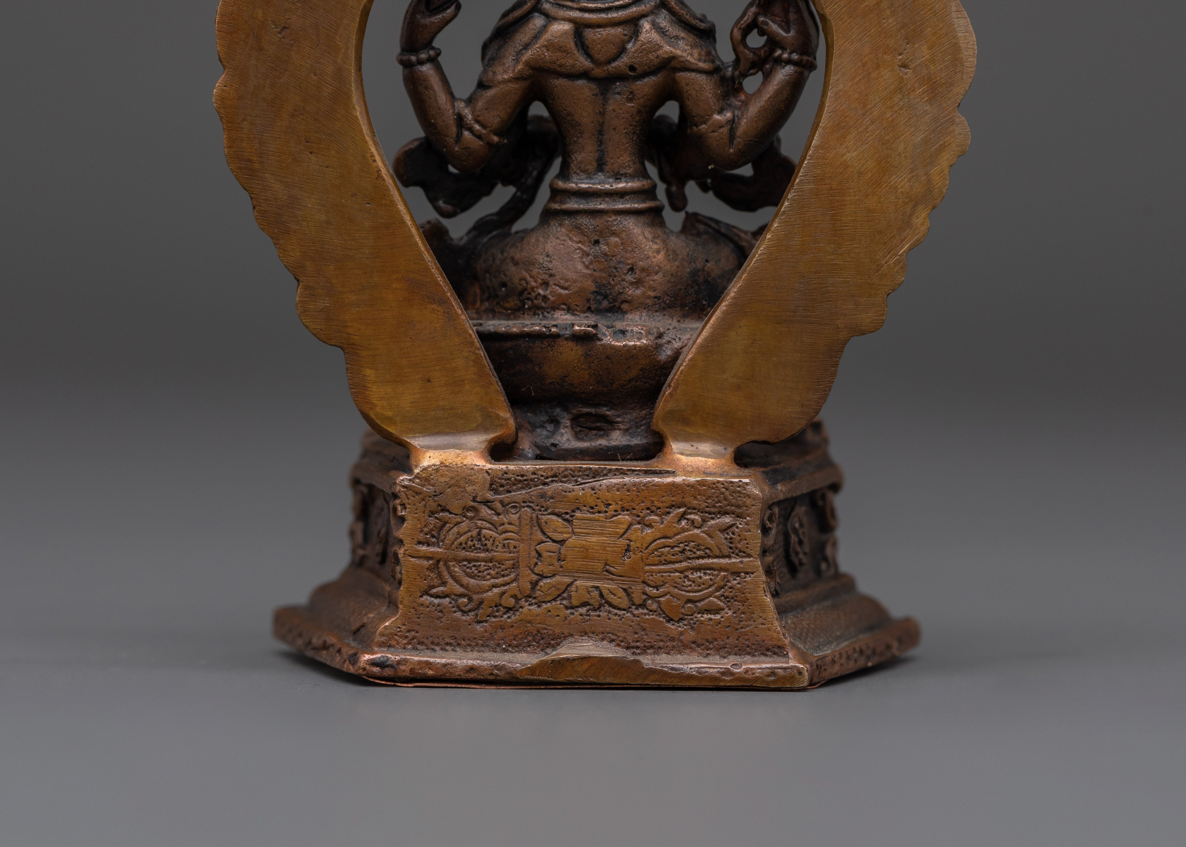 Chenrezig on Throne | Oxidized Copper Body