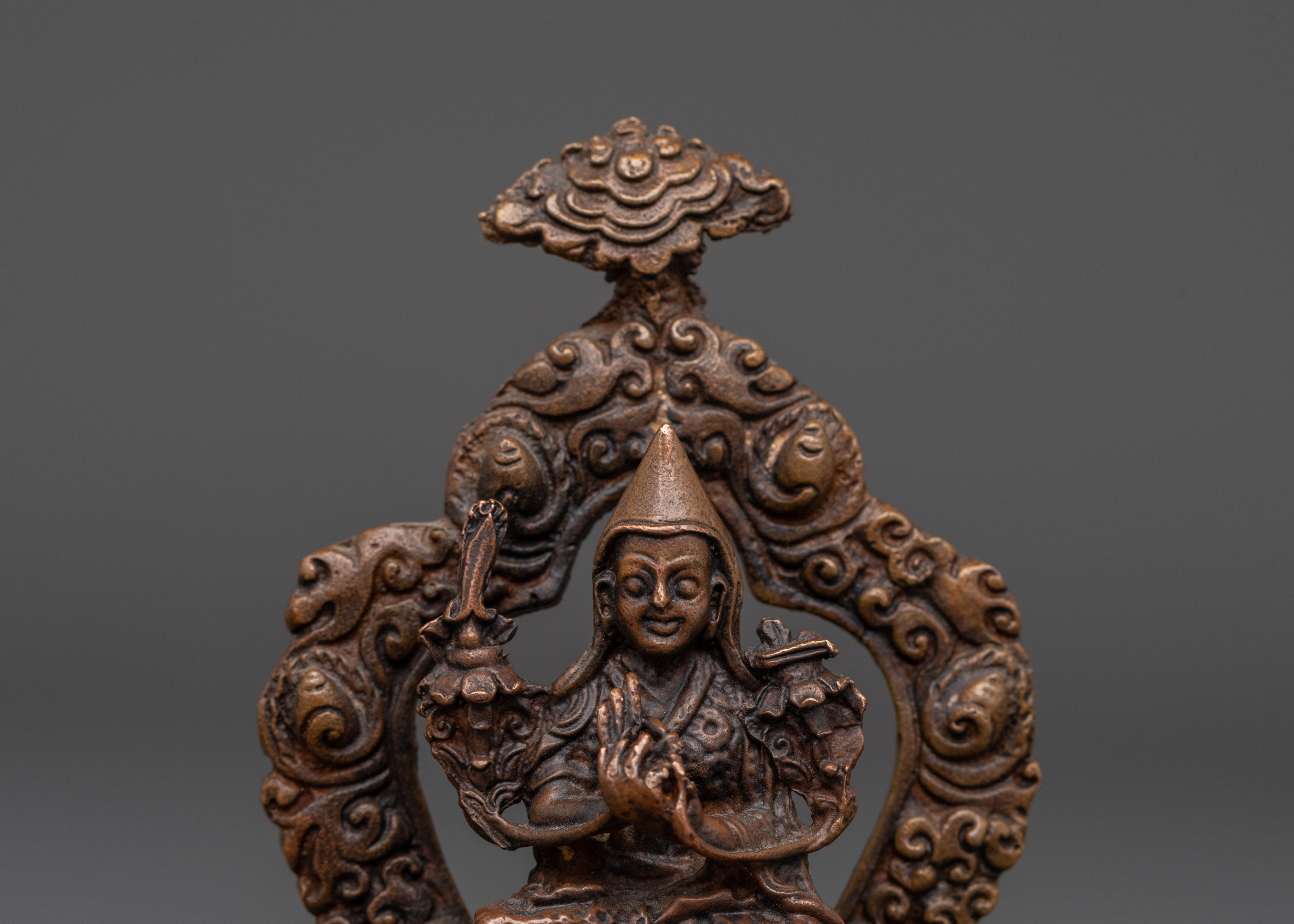 Tibetan Tsongkhapa Handmade statue |  Statue in Oxidized Copper