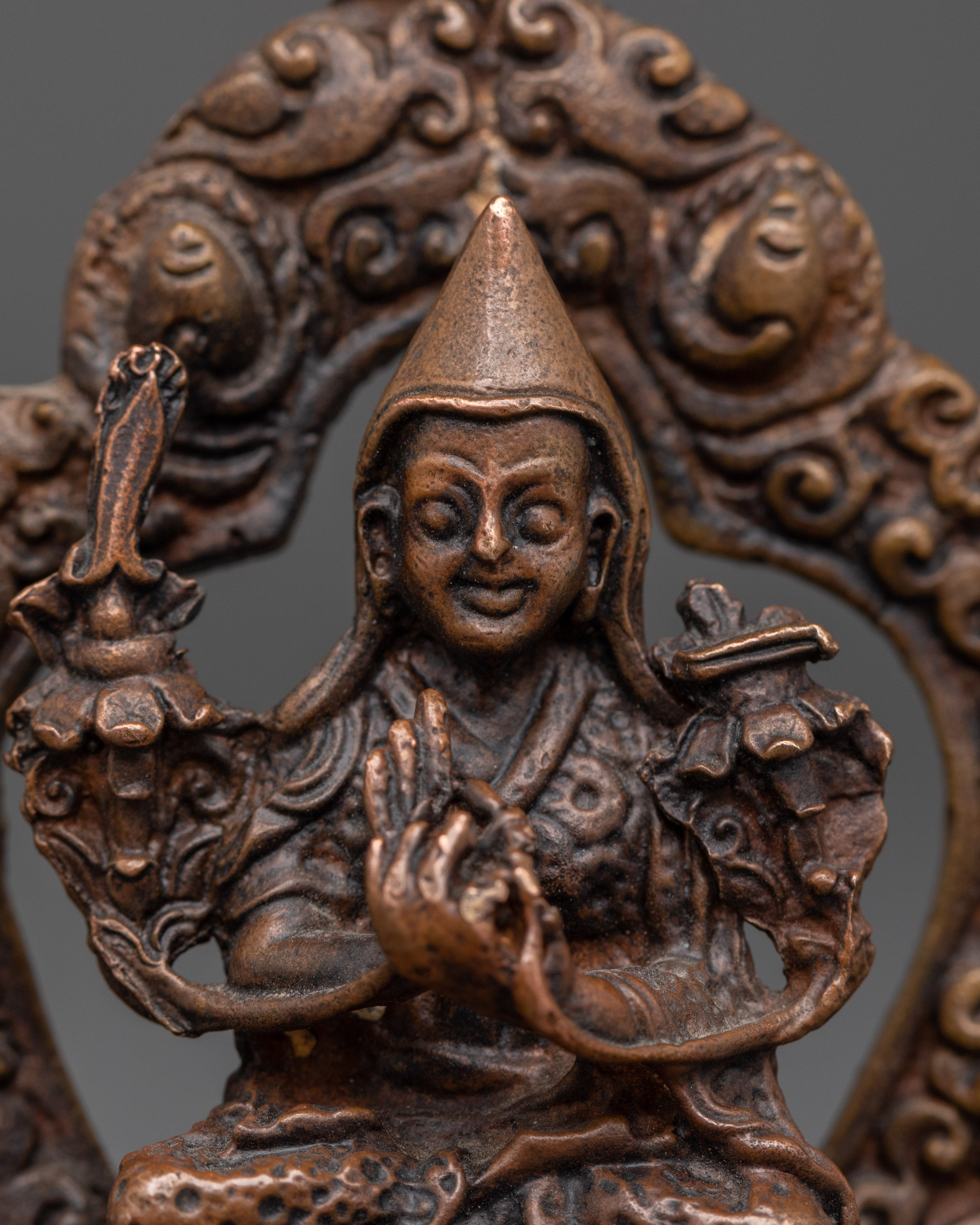 Tibetan Tsongkhapa Handmade statue |  Statue in Oxidized Copper