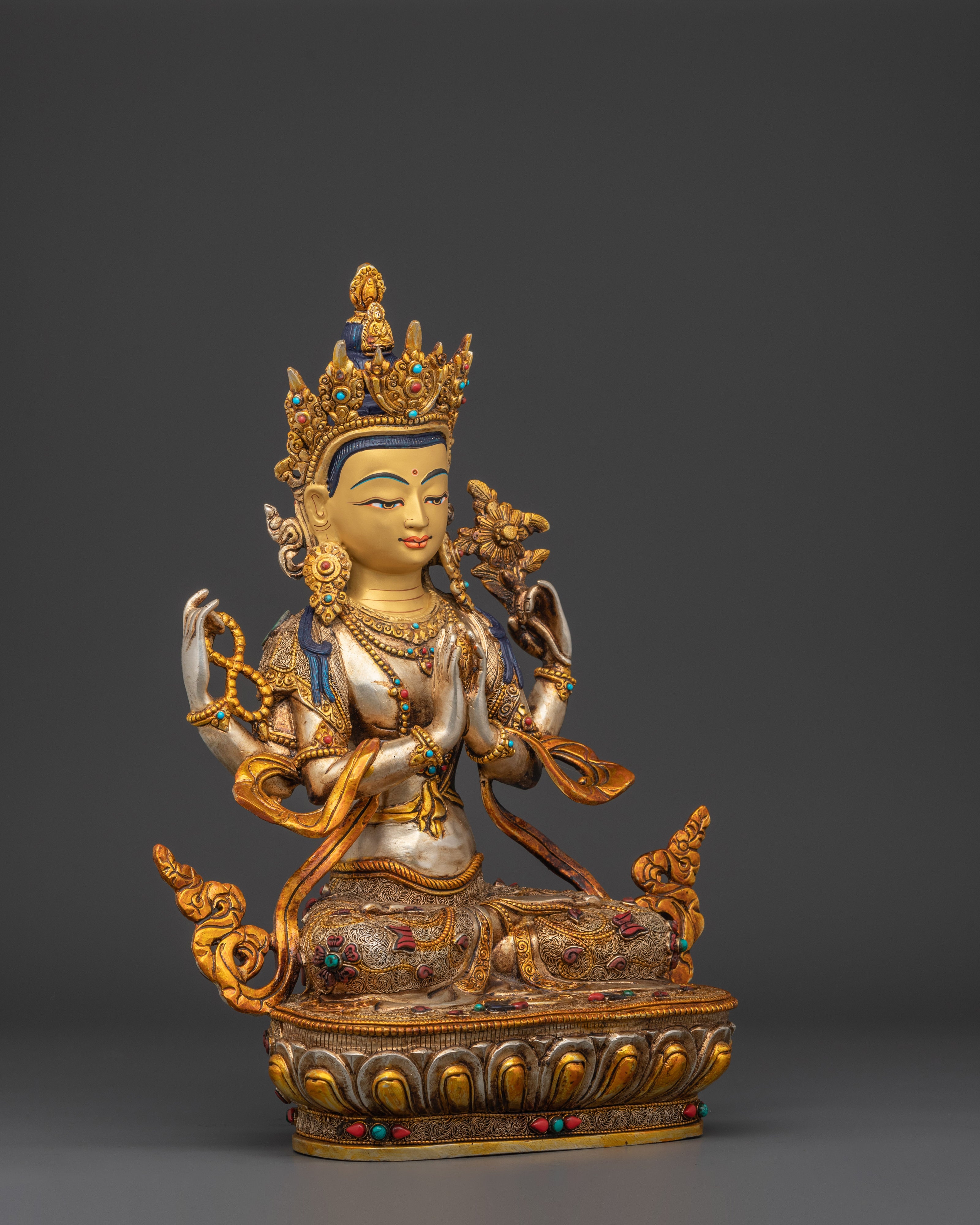 Handcrafted Chenrezig Statue | Tibetan Avalokiteshvara Bodhisattva of Compassion