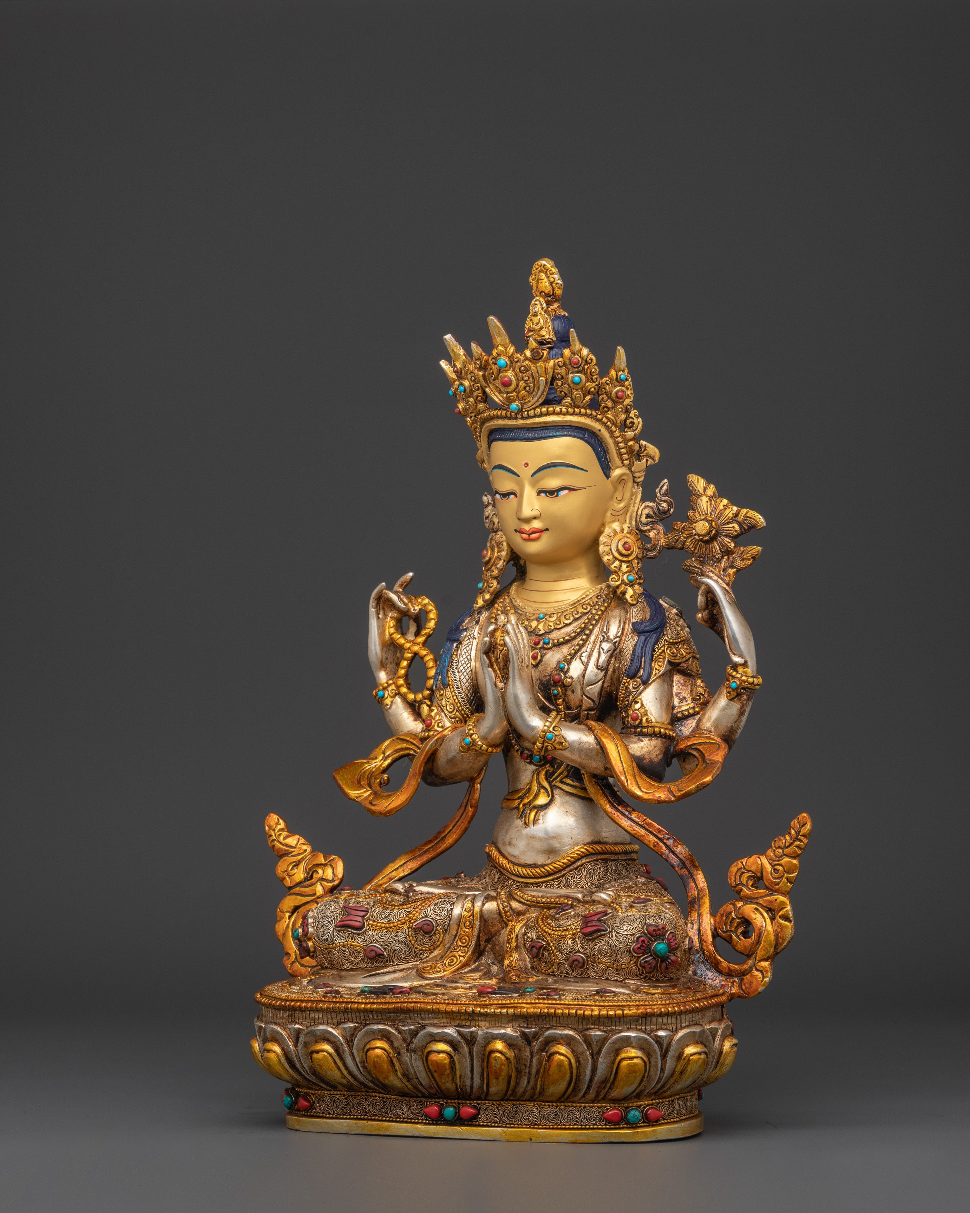 Handcrafted Chenrezig Statue | Tibetan Avalokiteshvara Bodhisattva of Compassion